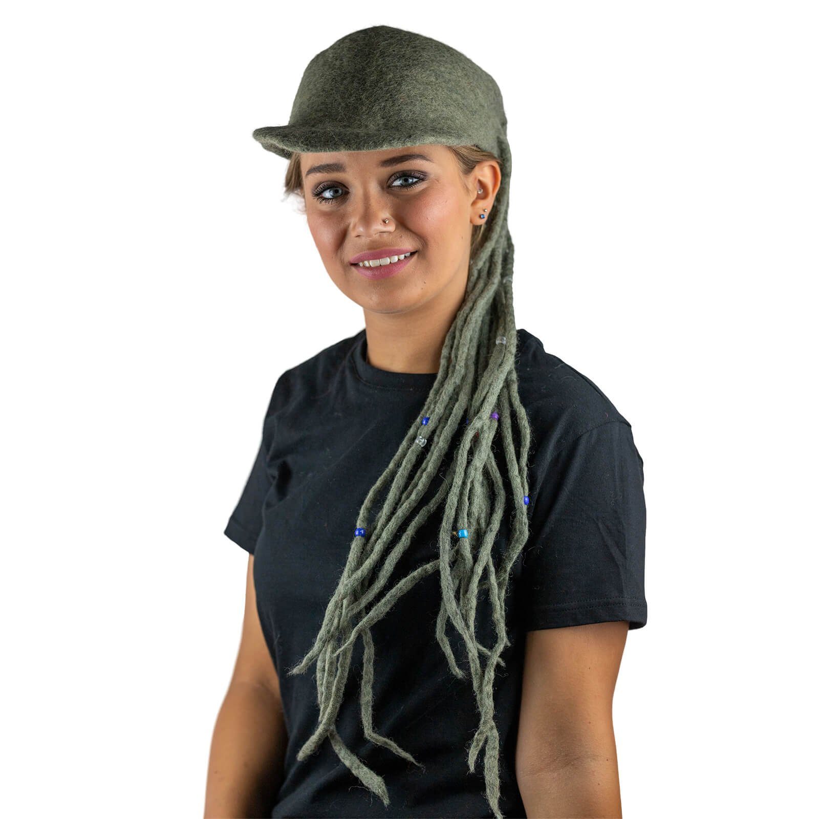 P'tit Clown Rasta-Barett Mit Dreadlocks – Mehrfarbig, Samt/Velours – Für Erwachsene