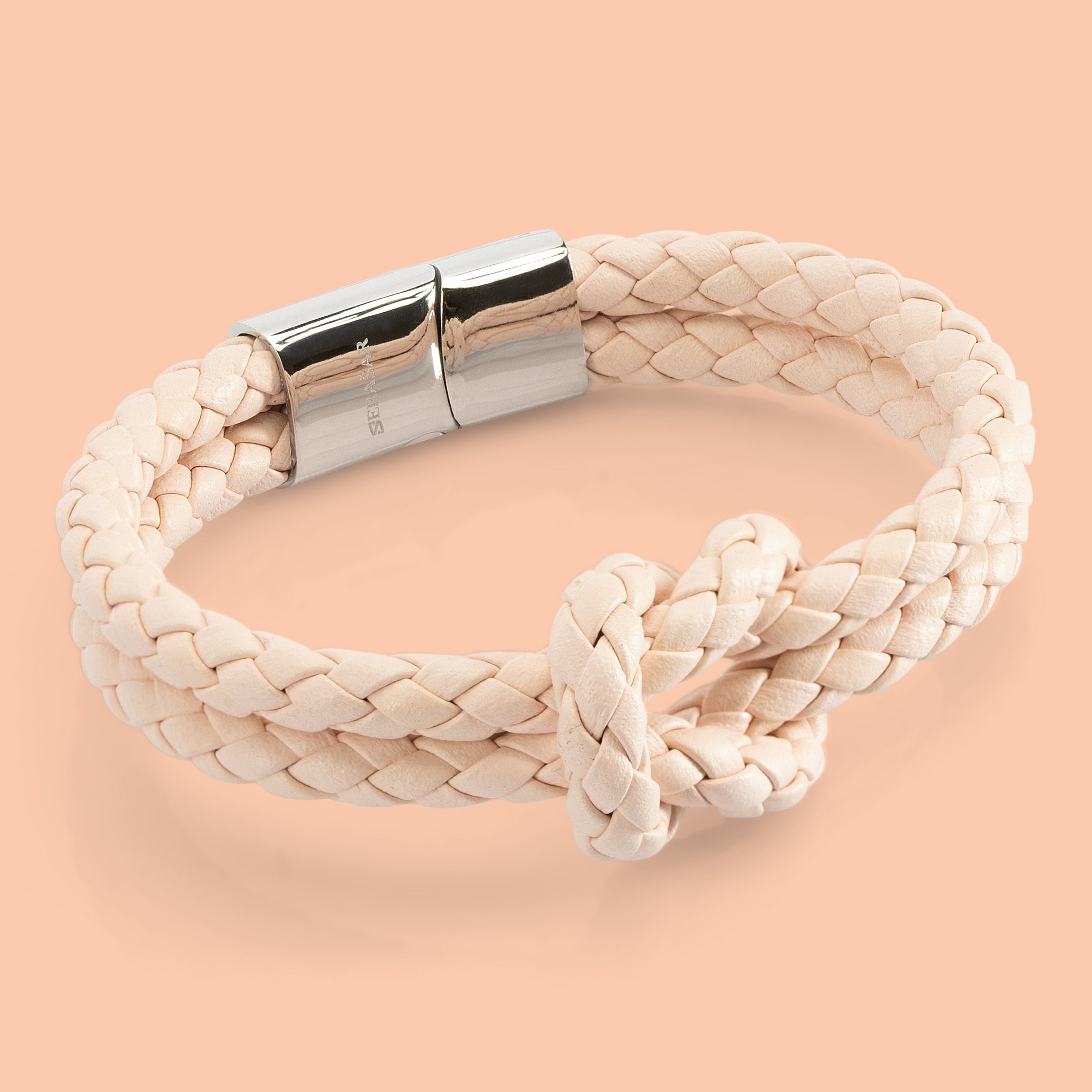 (Klassisch, Damenarmband Rosa 1-tlg), Lederarmband "Knot" elegant, durch casual, verlängerbar zusätzliches Leder SERASAR Kreuzknoten, Glied