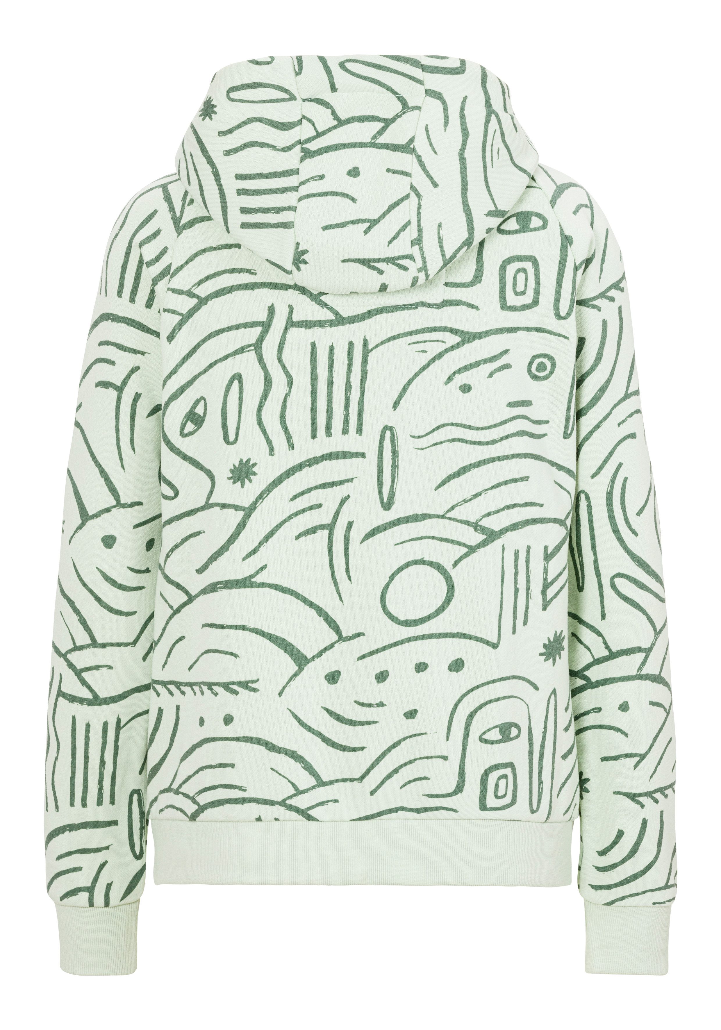 Ragwear Sweatjacke FLLAWIA PRINT mit bedruckter Optik, aus Baumwollmischung, Regular Fit, Langarm