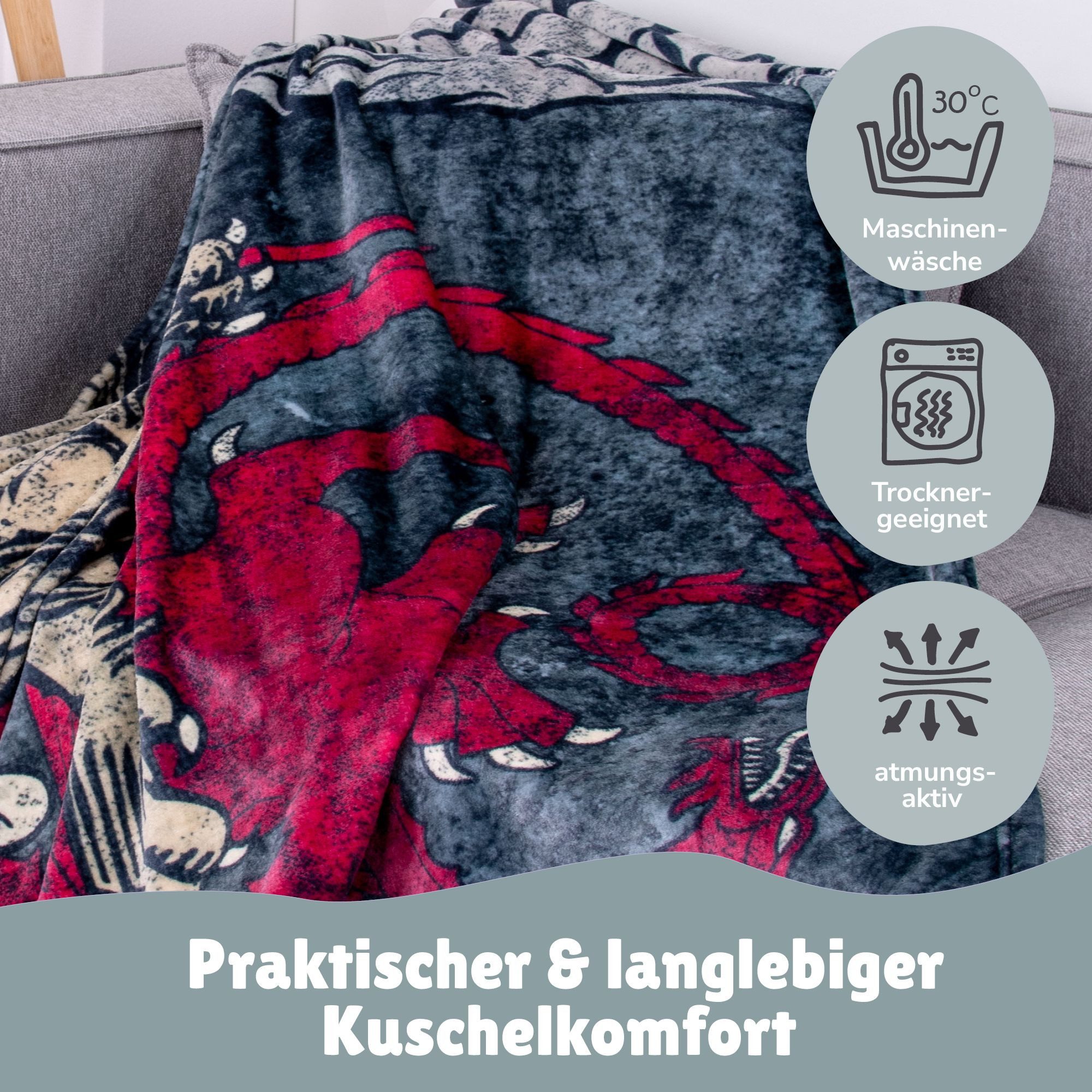 Wohndecke GAME OF THRONES Fleecedecke / Kuscheldecke XL 150 x 200 cm, Familando, 100% Polyester extra weich – Bild 4 von 5