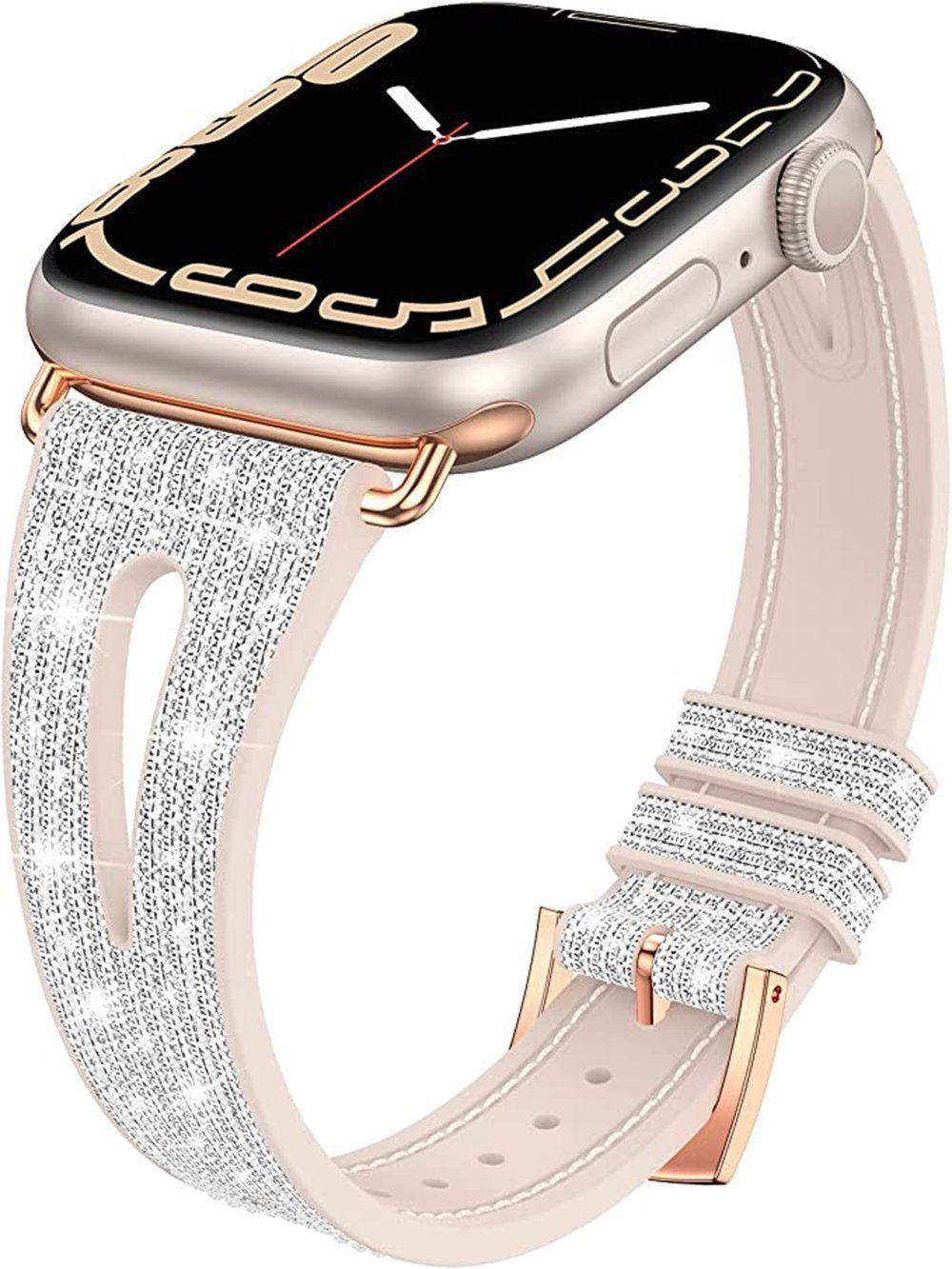 Housruse Smartwatch-Armband Uhrenarmband Glitzer Soft Silikon Ersatzarmband,  für Apple Watch 38-45 mm Uhrenarmband