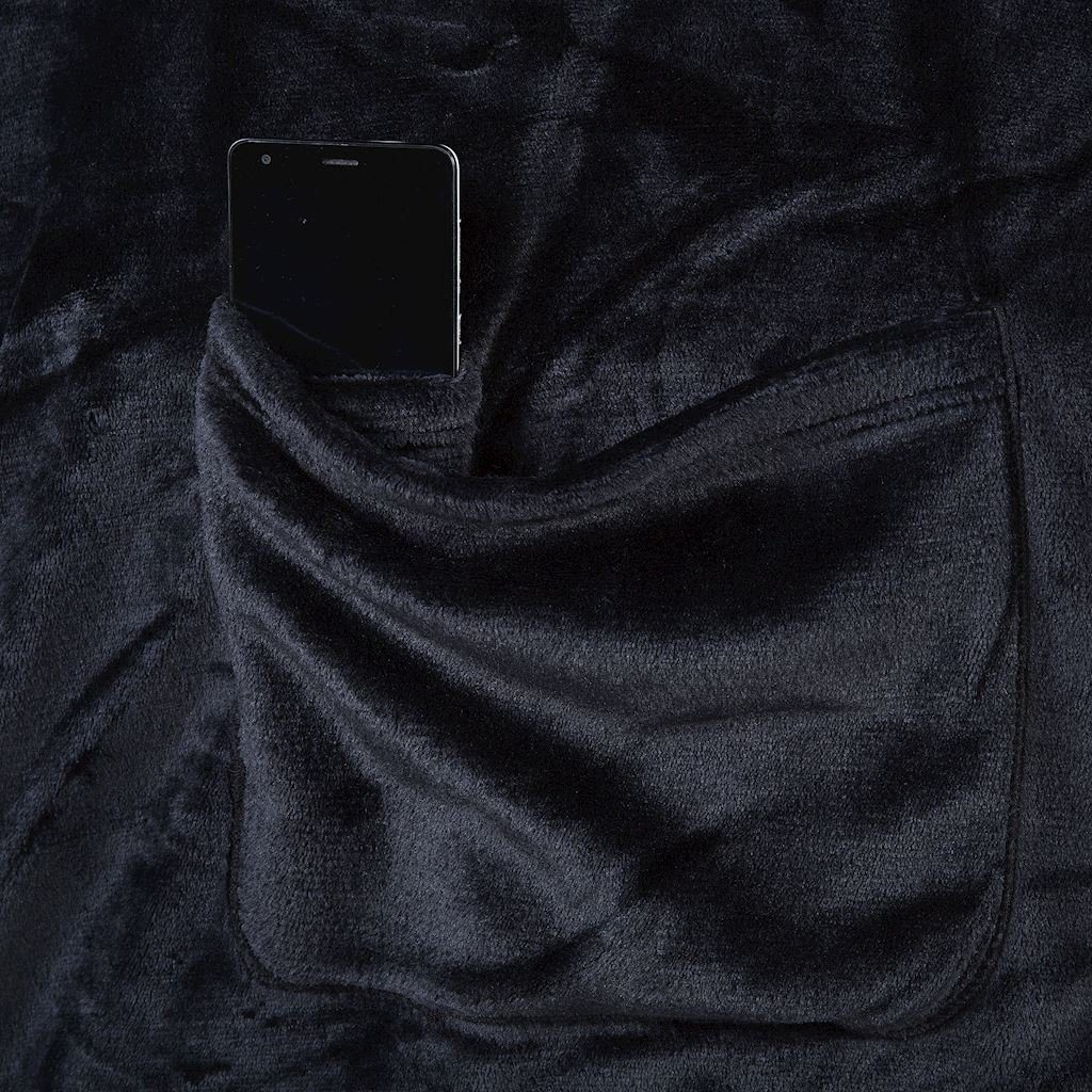 Tagesdecke Ärmeldecke und Kuscheldecke Ärmeln TV black Lazy - mit Blanket aufgenähten Tragbare Taschen, DecoKing