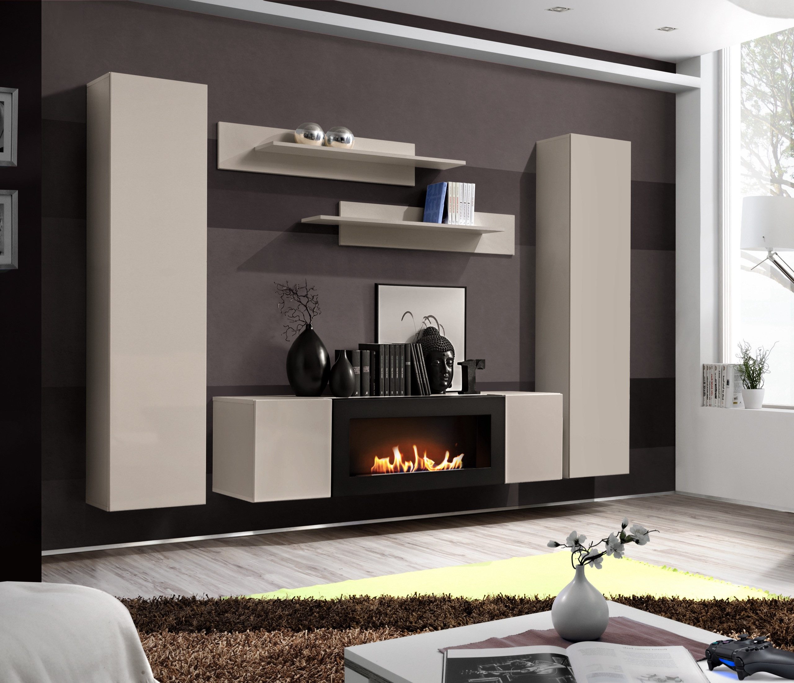 ASM-Moebel Wohnwand Wohnwand FLY M1 CC inkl. Push-Click System mit Bio Etha günstig online kaufen