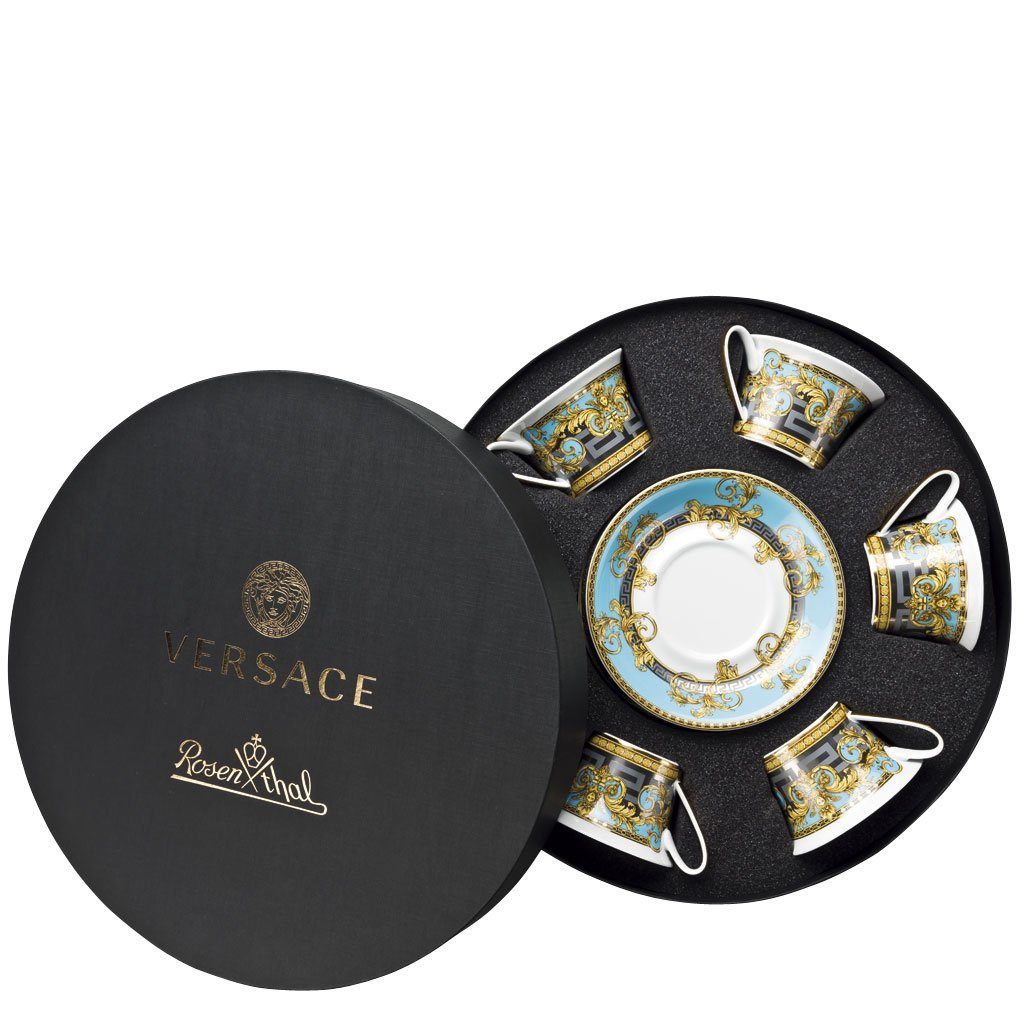 Rosenthal meets Versace Tasse Prestige Bleu Porzellan 6 Set Teetassen, Gala Personen