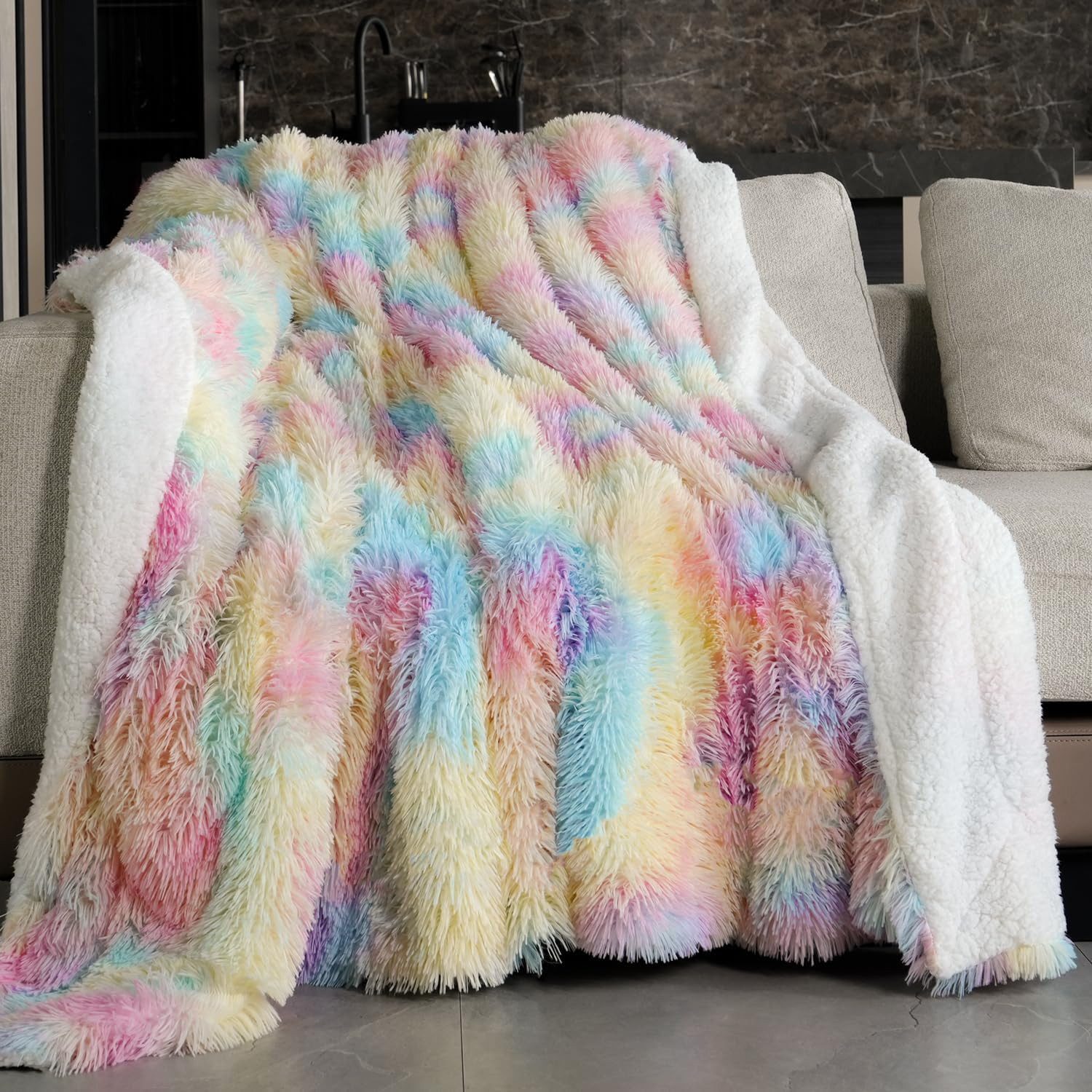 Wohndecke Sherpa-Fleecedecke, Warme Sofadecke, Flauschig, Weich günstig online kaufen