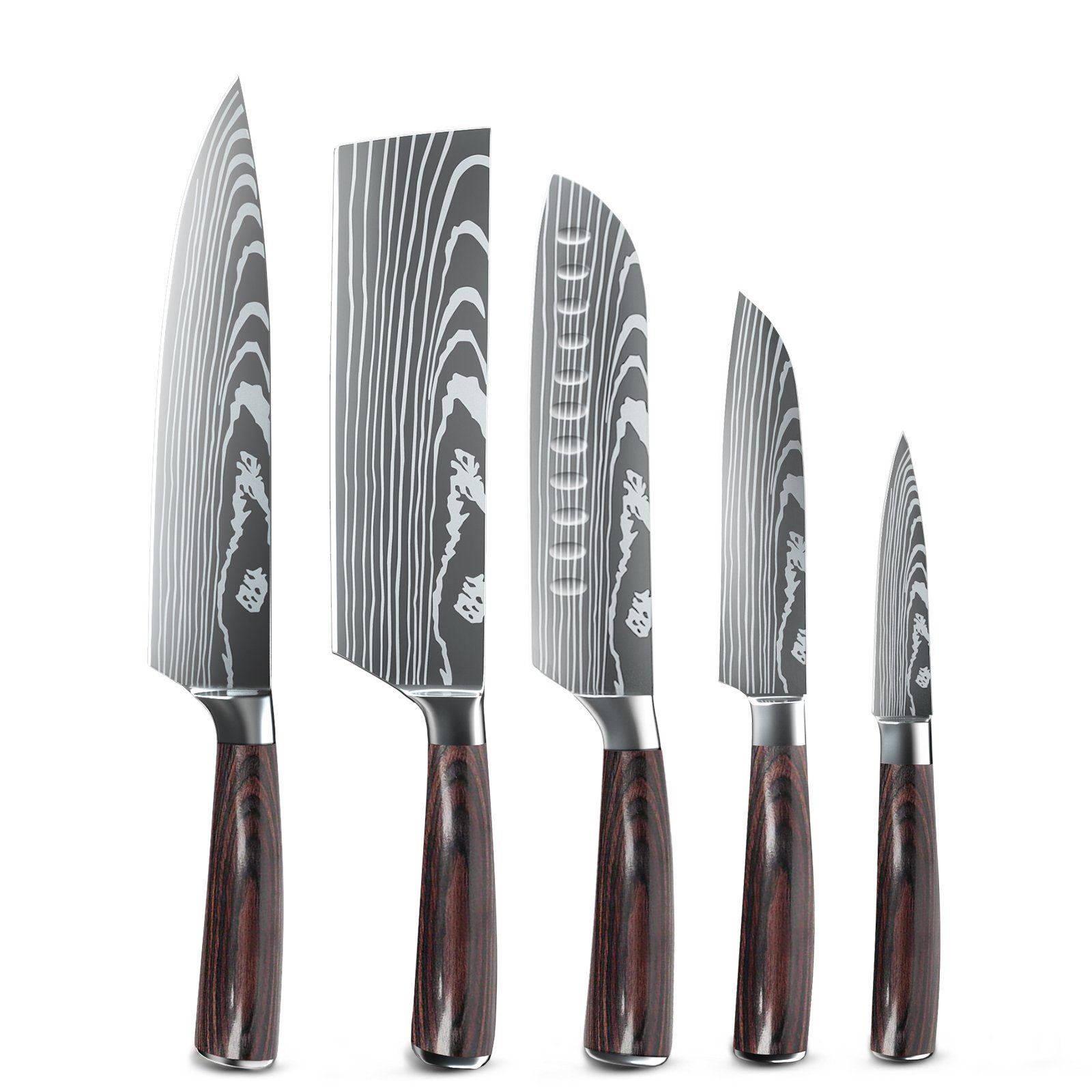 MDHAND Messer-Set Professionelles Küchenmesser Damaskus (Set, 5-tlg., 7CR17  Edelstahl), Messerset Premium