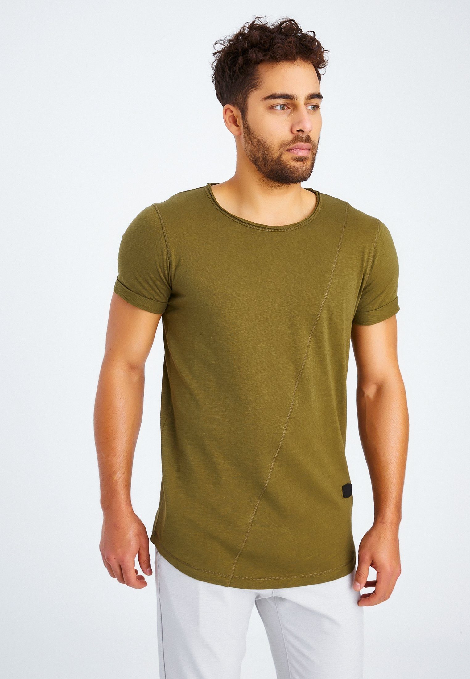 khaki Nelson Herren T-Shirt LN-8209 Leif T-Shirt Rundhals