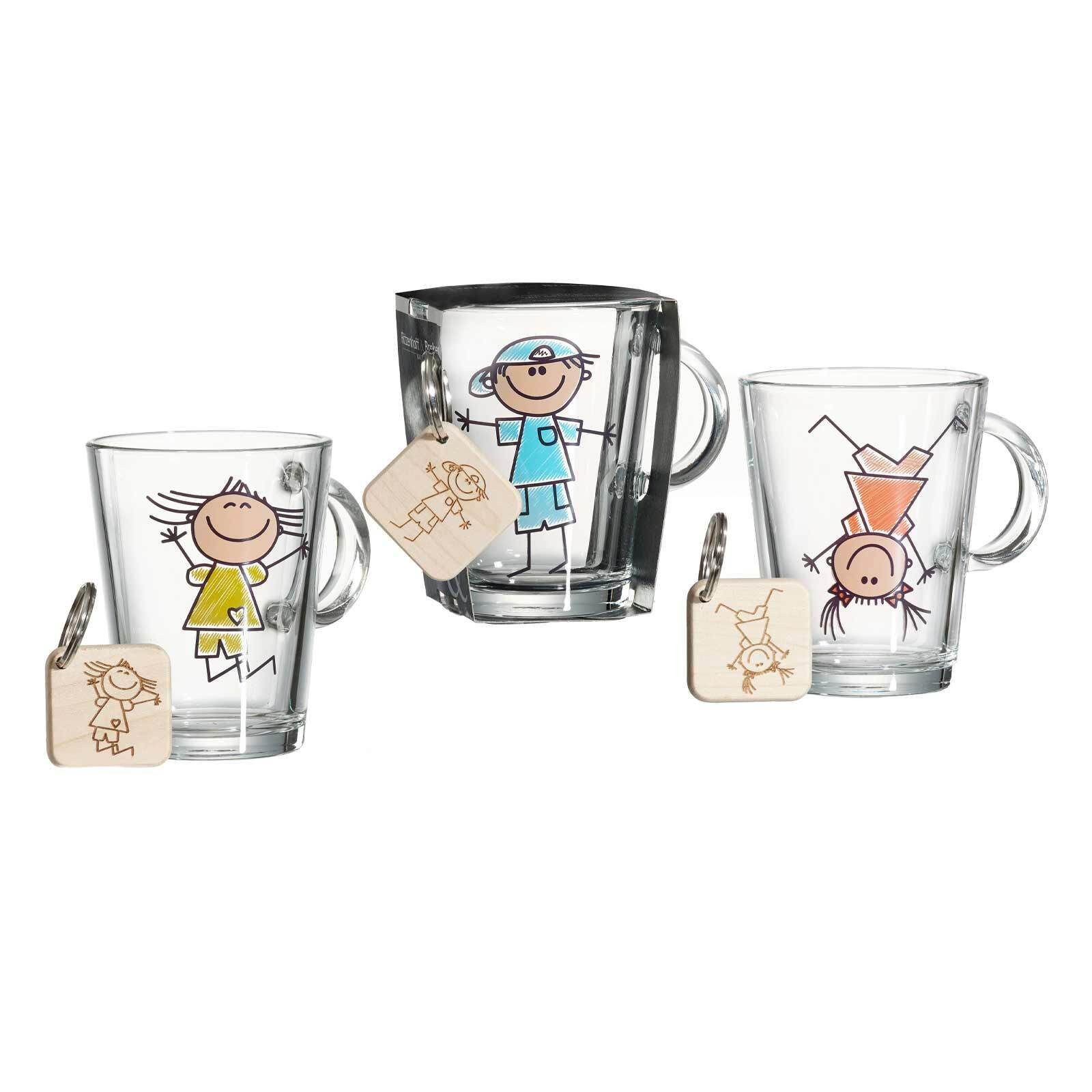Ritzenhoff & Breker Kinderbecher Best Friends Kinderbecher mit Schlüsselanhänger, 3-tlg., Glas