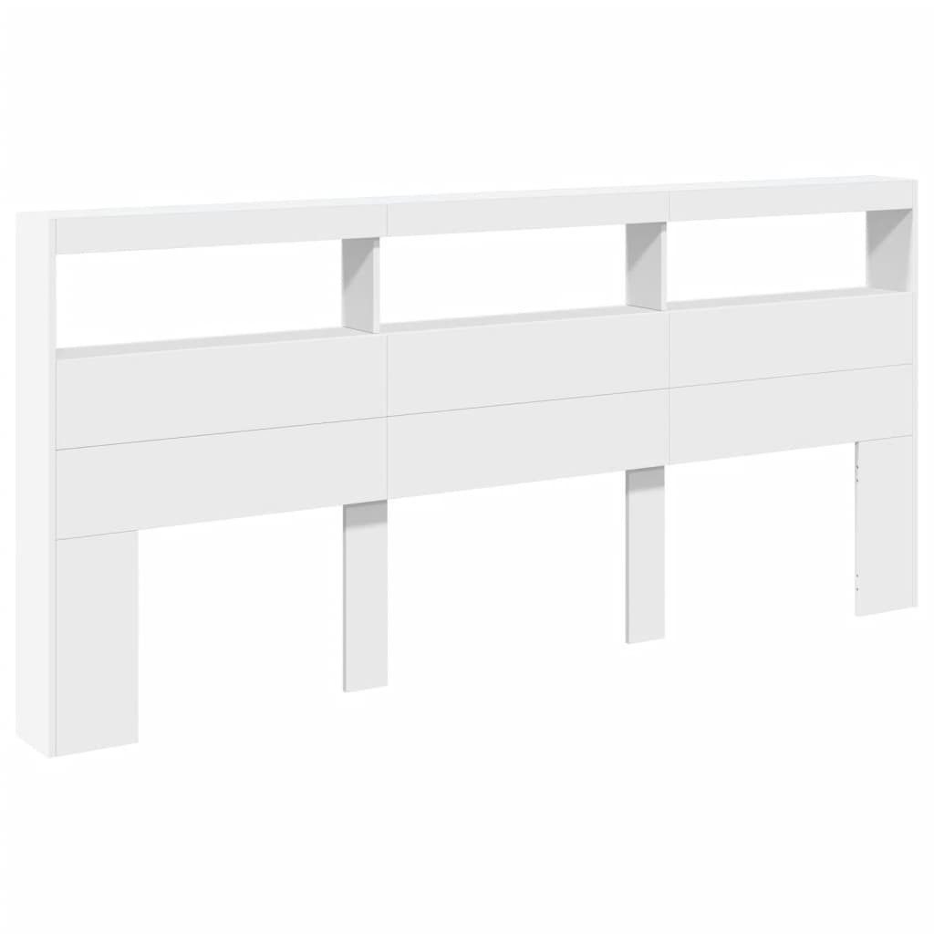 vidaXL Bett LED-Kopfteil mit Ablagen Weiß 220x17x102 cm (1-tlg)