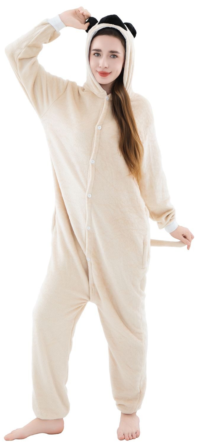 Corimori Partyanzug Onesie Ganzkörper Kostüm für Erwachsene, Mops-Kostüm Damen Herren Karneval Tier-Kostüme Hund Mops Bulldogge,L