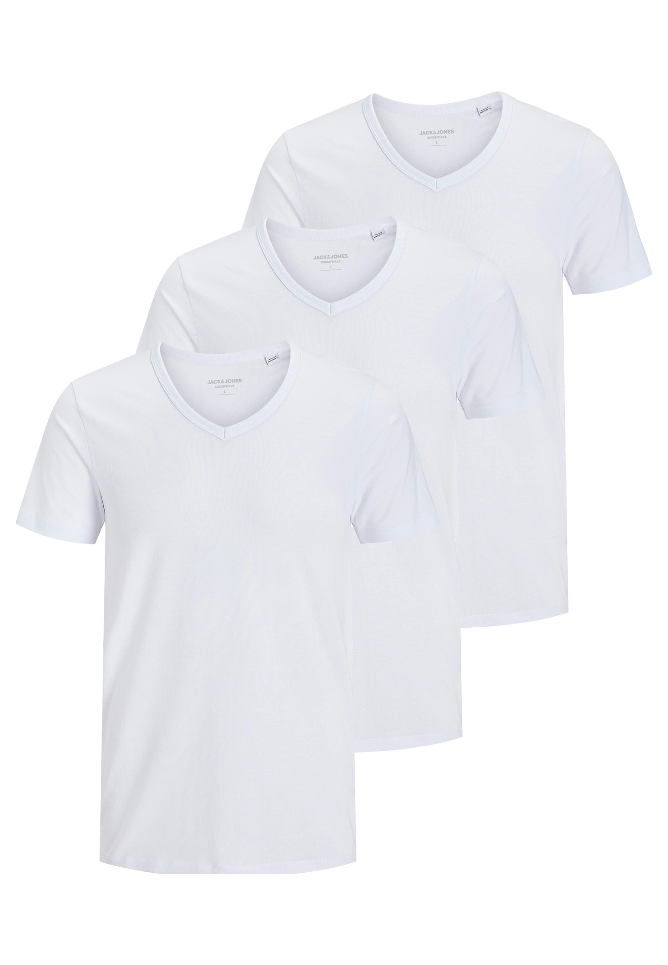 Jack & Jones T-Shirt 3er Pack Essentials (Spar-Set, 3-tlg) T-Shirt - Baumwolle - Atmungsaktiv - Weiches, atmungsaktives Material