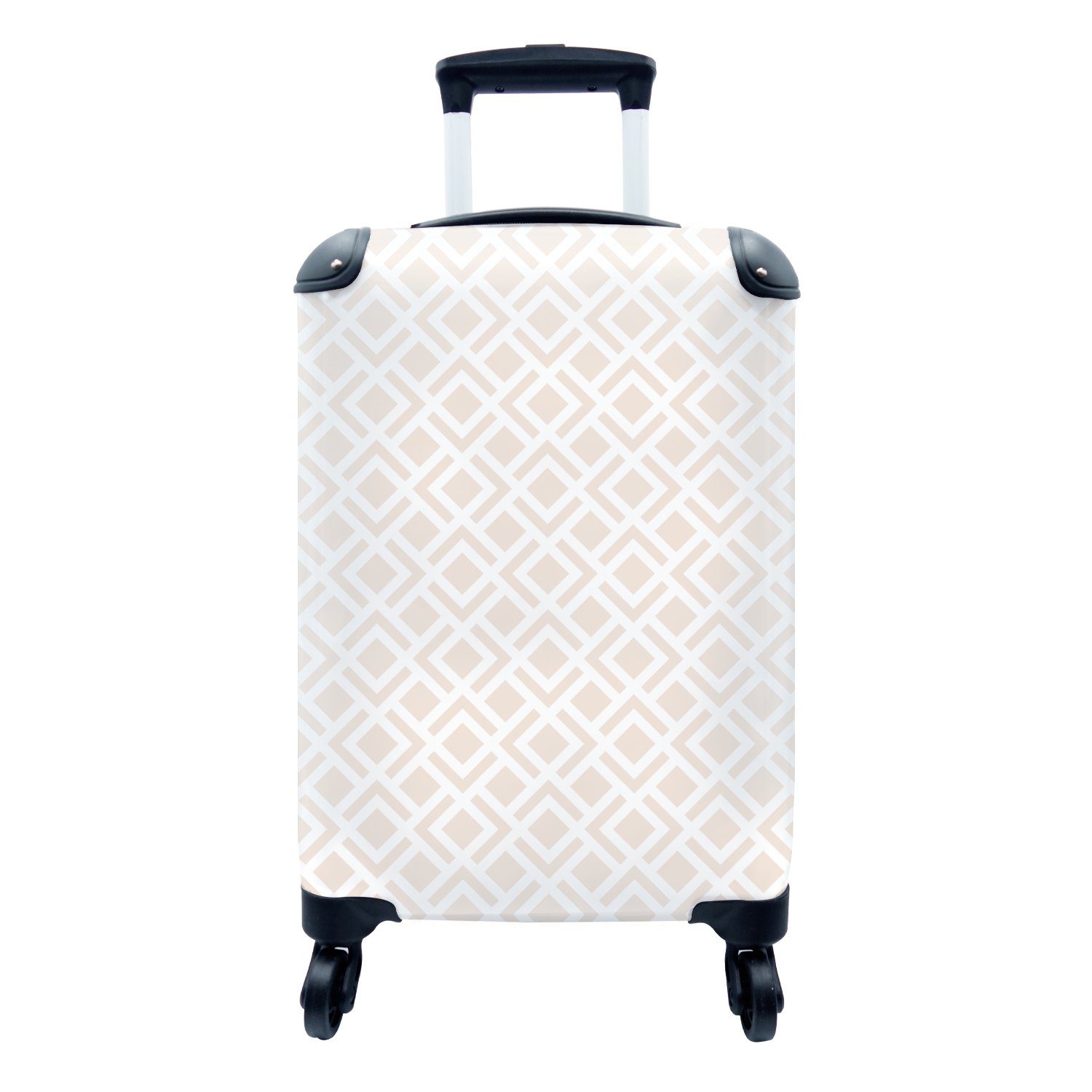 MuchoWow Handgepäckkoffer Muster - für Reisetasche Reisekoffer - 4 - Abstrakt Handgepäck Trolley, Rollen, Geometrisch, rollen, mit Beige Ferien