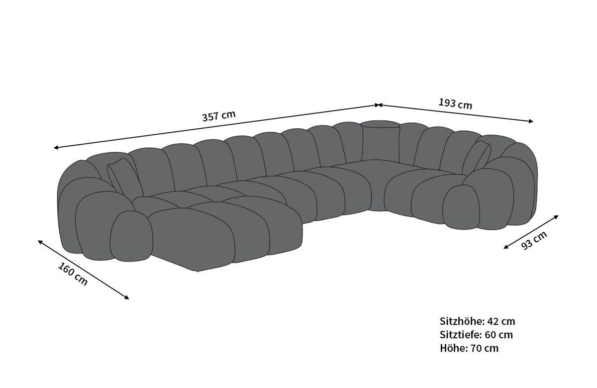 Sofa Dreams Sofa Rajada U Form Stoff