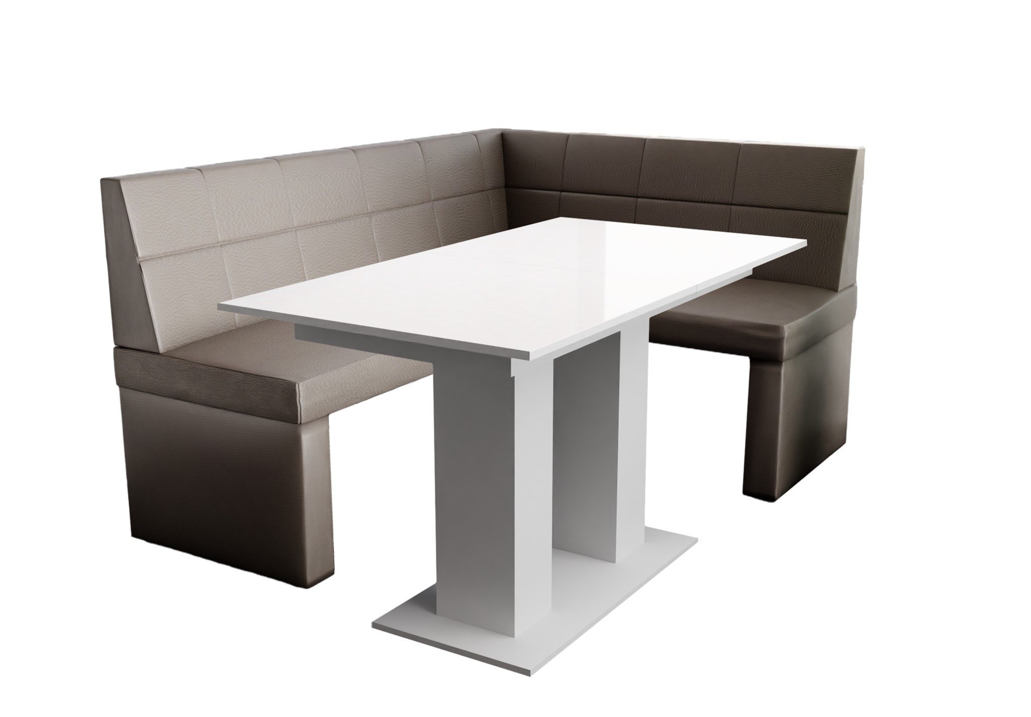 Fun Möbel Eckbankgruppe Eckbankgruppe „BLAKE XL“ Größe 196x142cm mit Tisch Weiß Hochglanz, ausziehbarer Tisch