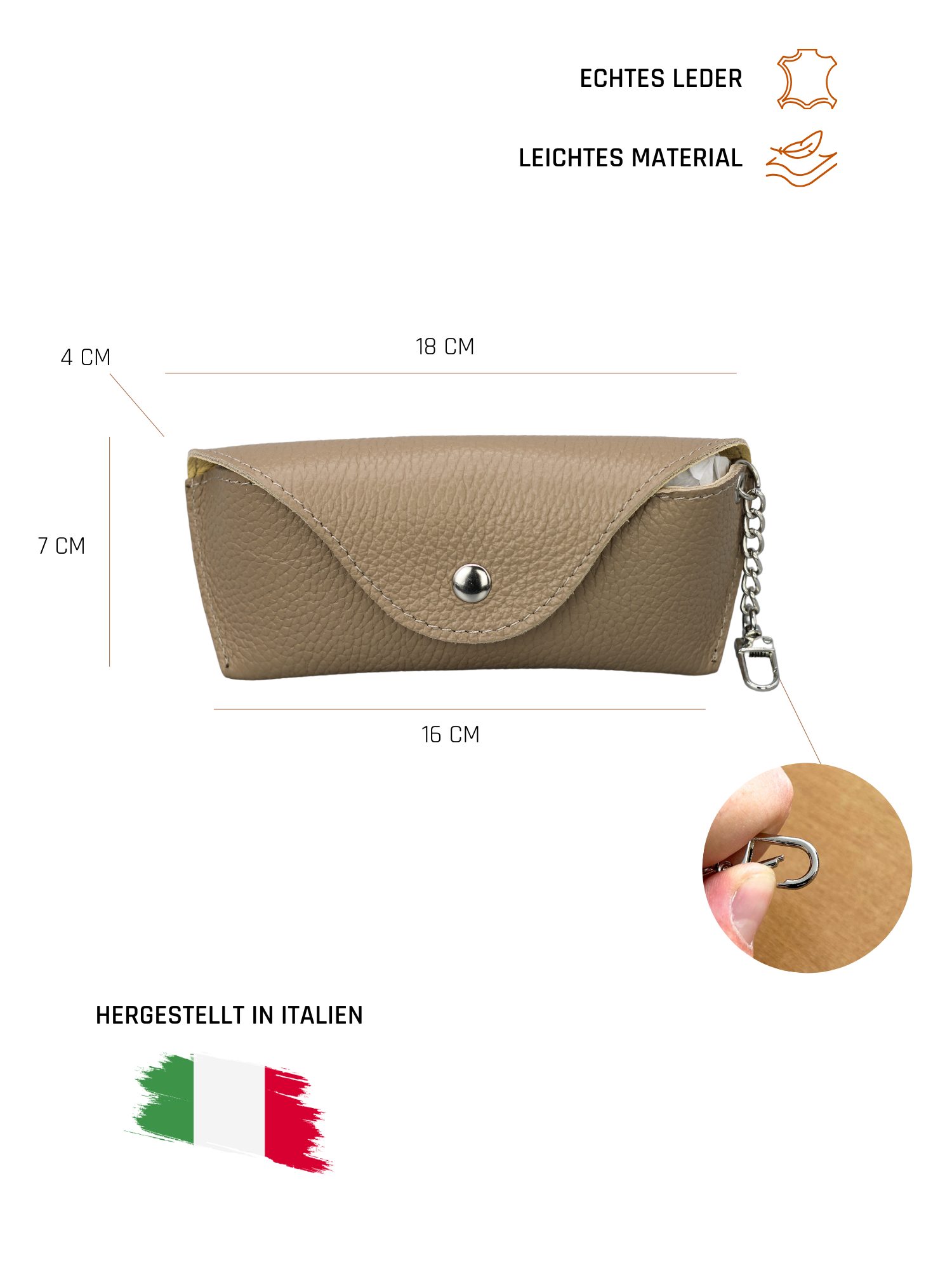 Adel Bags Brillenetui Sandra Brillenetui Damen und Herren aus echtem Leder, Schutzhülle, hergestellt in Italien