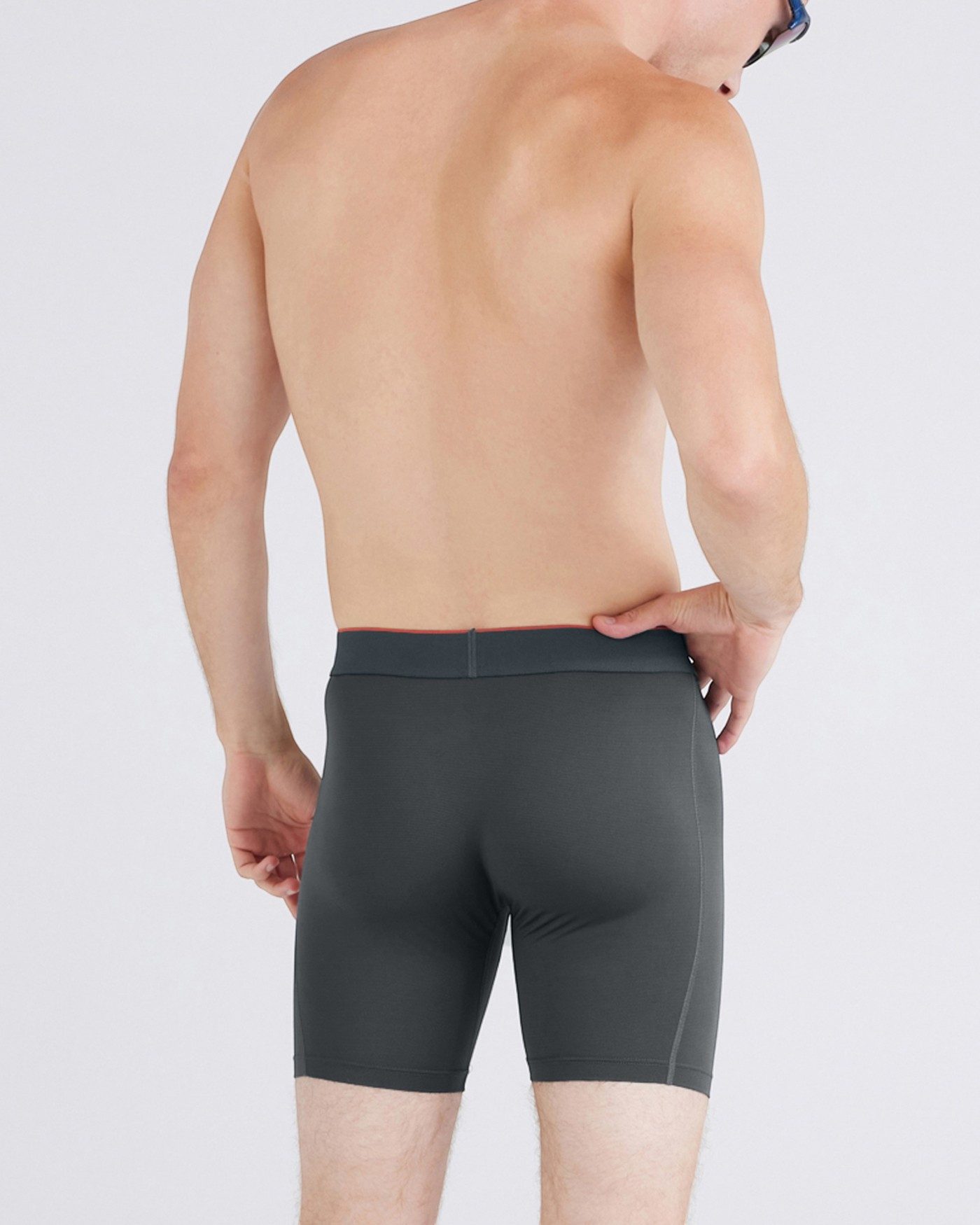 SAXX Boxershorts Multisport Mesh Boxer Brief Fly Logo grau/schwarz/dunkelblau Herren – Bild 4 von 4