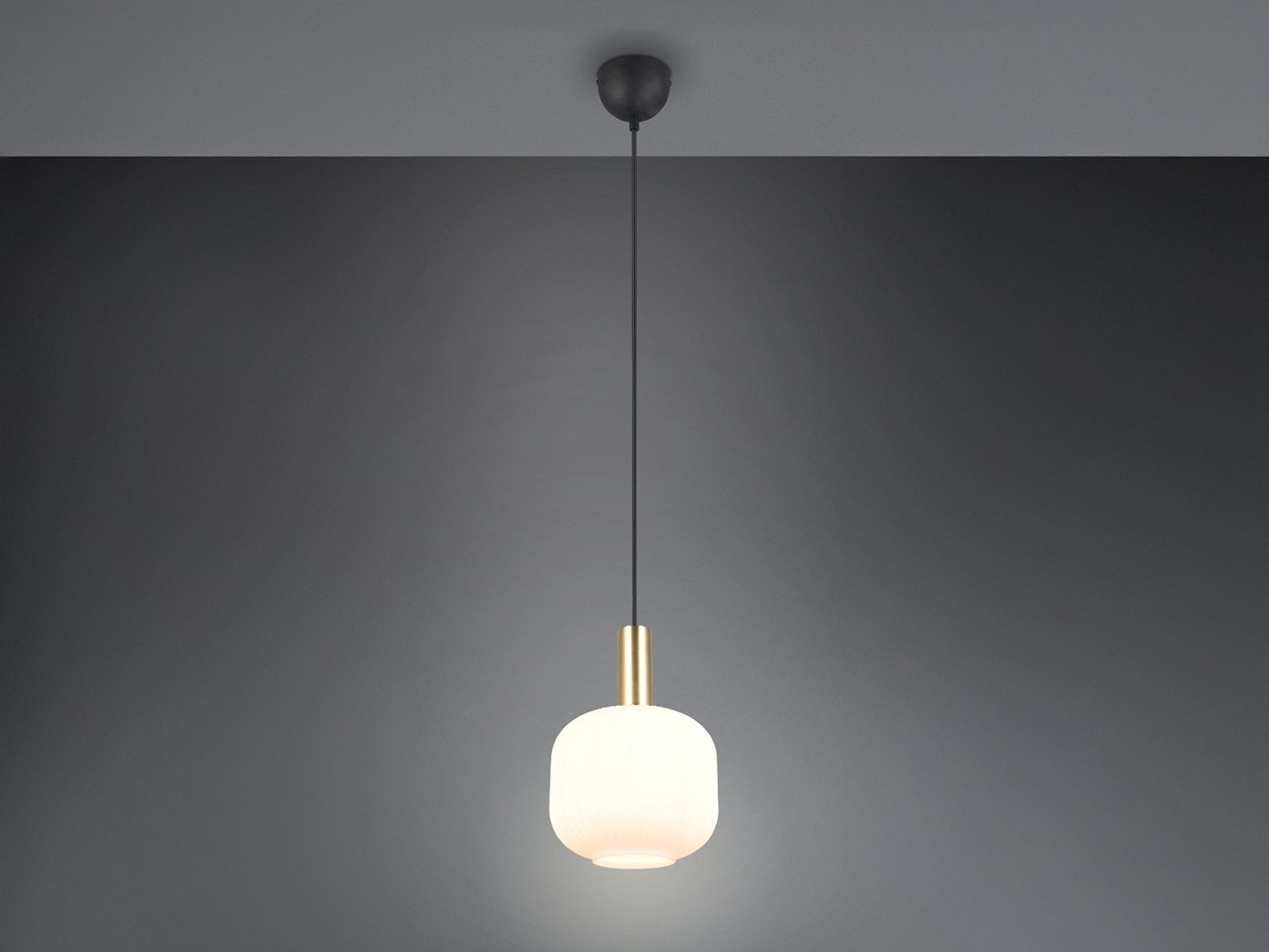 TRIO Leuchten LED Pendelleuchte, Dimmfunktion, LED wechselbar, warmweiß, Klein-e Lampenschirm Opal-glas einflammig hängend Esstisch Gold, Ø20cm