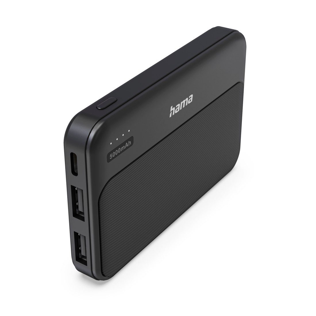 Hama Powerbank 5000 mAh mit 2x USB-A und USB-C Anthrazit Powerbank, Fast Charge, LED-Kapazitätsanzeige, 2x USB-A, Schutzfunktionen