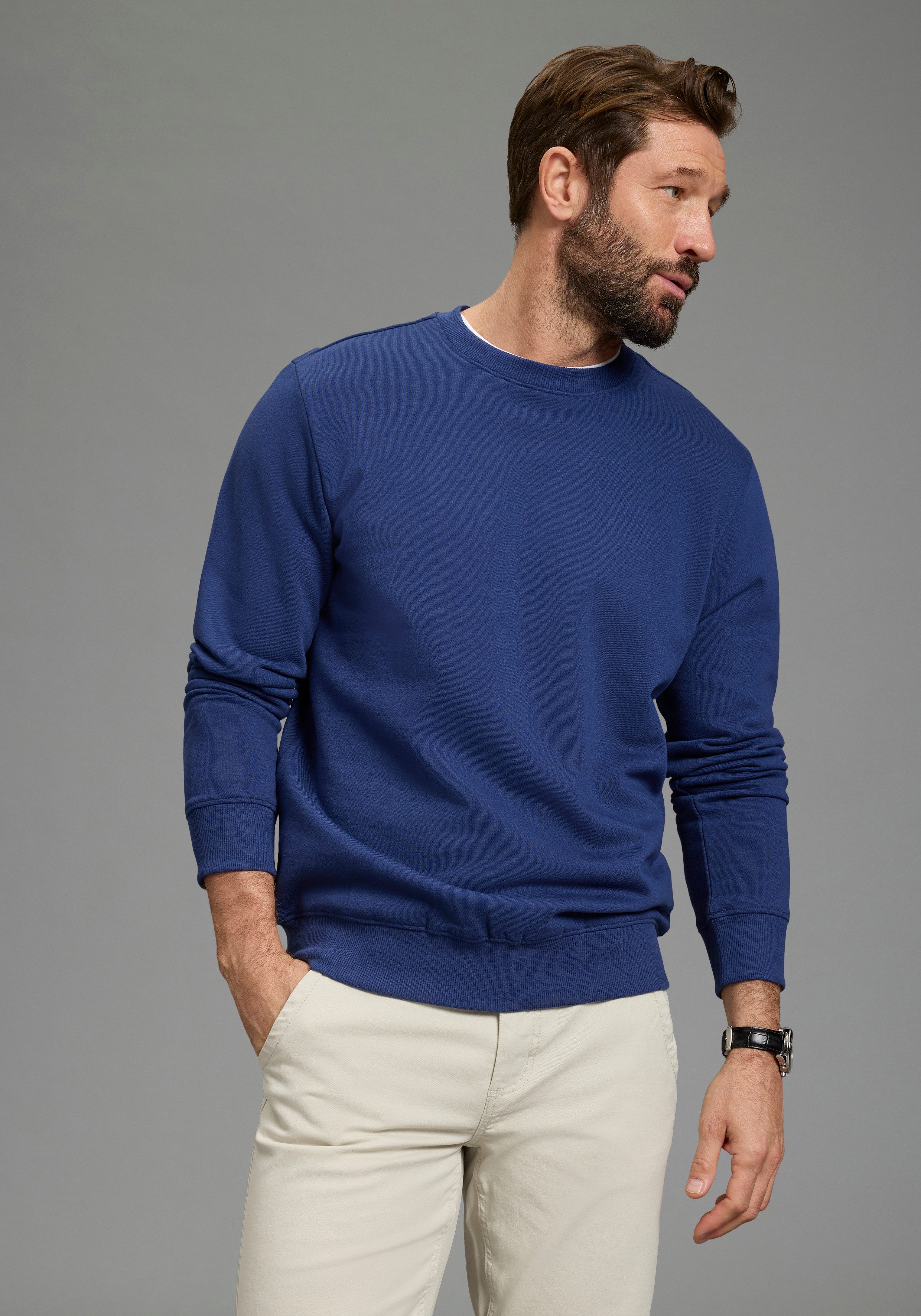 Man's World Sweatshirt (Spar-Set, 2-tlg) mit Rundhalsausschnitt, unifarben, günstig online kaufen
