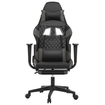 vidaXL Bürostuhl Gaming-Stuhl mit Massage Fußstütze Schwarz Grau Kunstleder Bürostuhl