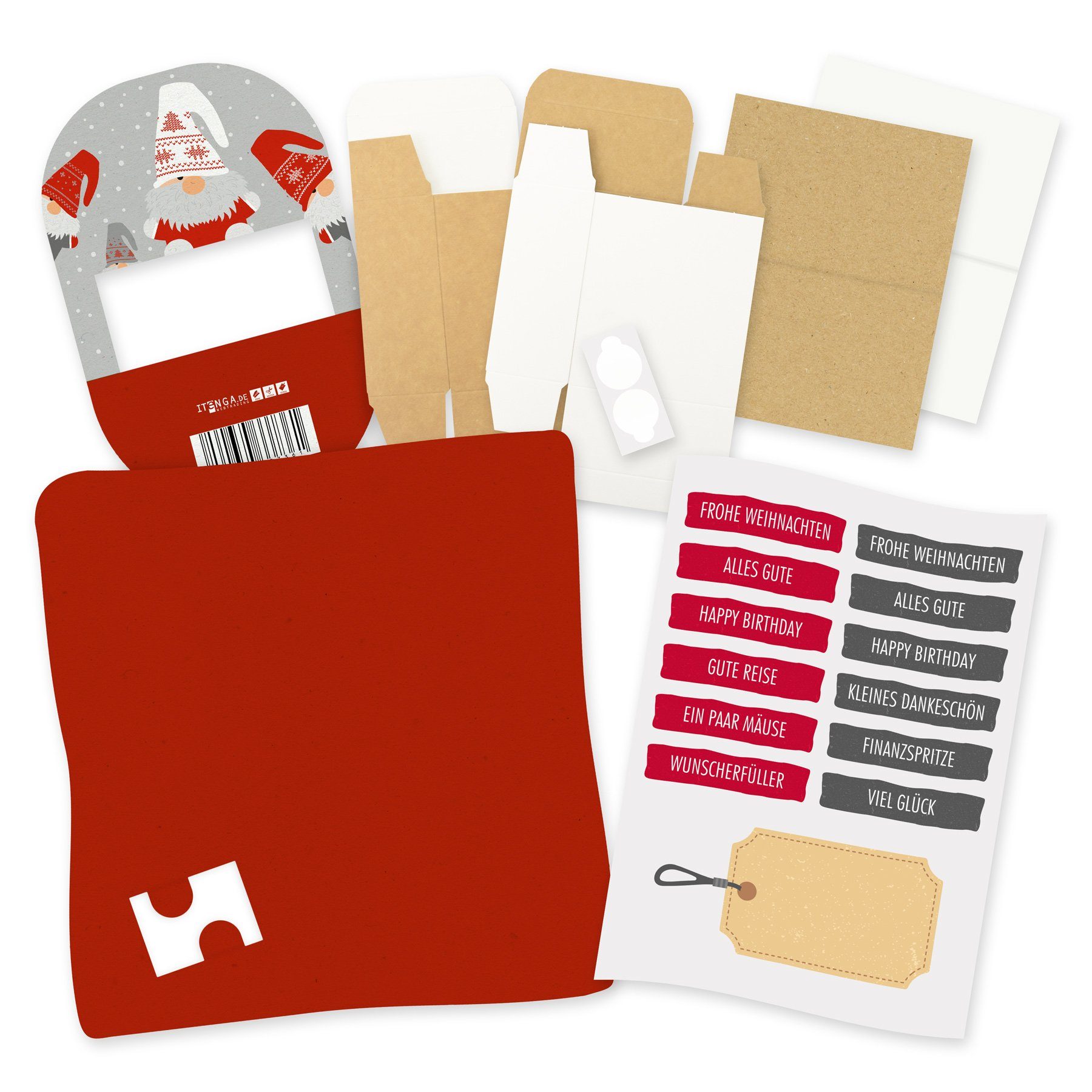 Thumbnail - itenga Grußkarten itenga Geldgeschenkverpackung Wichtelbande mit Bodenplatte und Karte