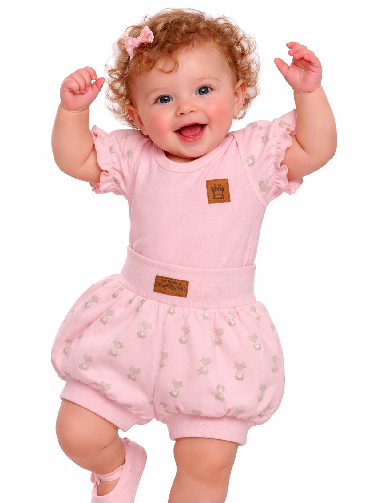 Body & Shorts Baby Anzug Kurzarmbody und Pumpshorts in Altrosa mit Fuchsen
