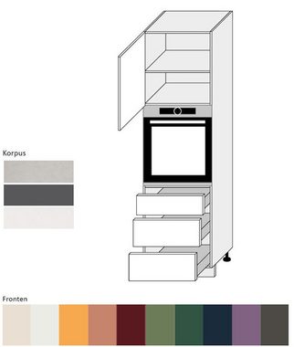 Feldmann-Wohnen Backofenumbauschrank Tivoli (Tivoli, 1-St) 60cm Front- & Korpusfarbe wählbar 1-türig 3 Schubladen (Teilauszug)