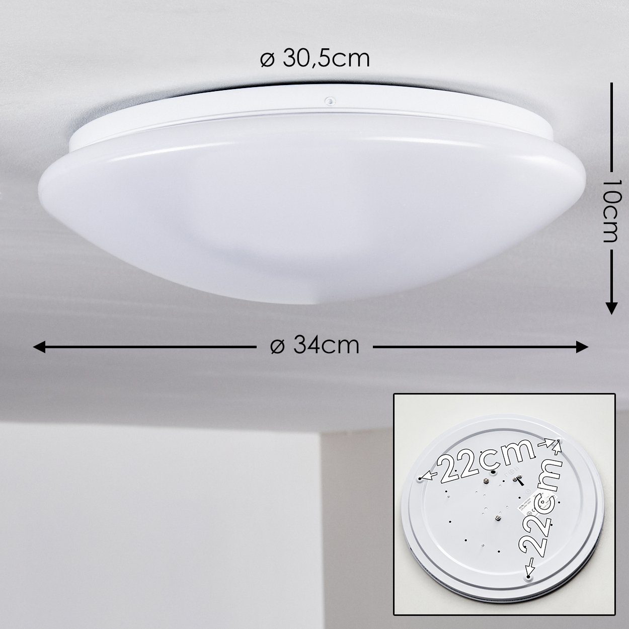 mit mit Kelvin, Fernbedienung, runde Deckenleuchte LED 1200 Deckenlampe Farbwechsler und Nachtlichtfunktion, »Osini« dimmbar, 18 3000 Watt, hofstein RGB Lumen