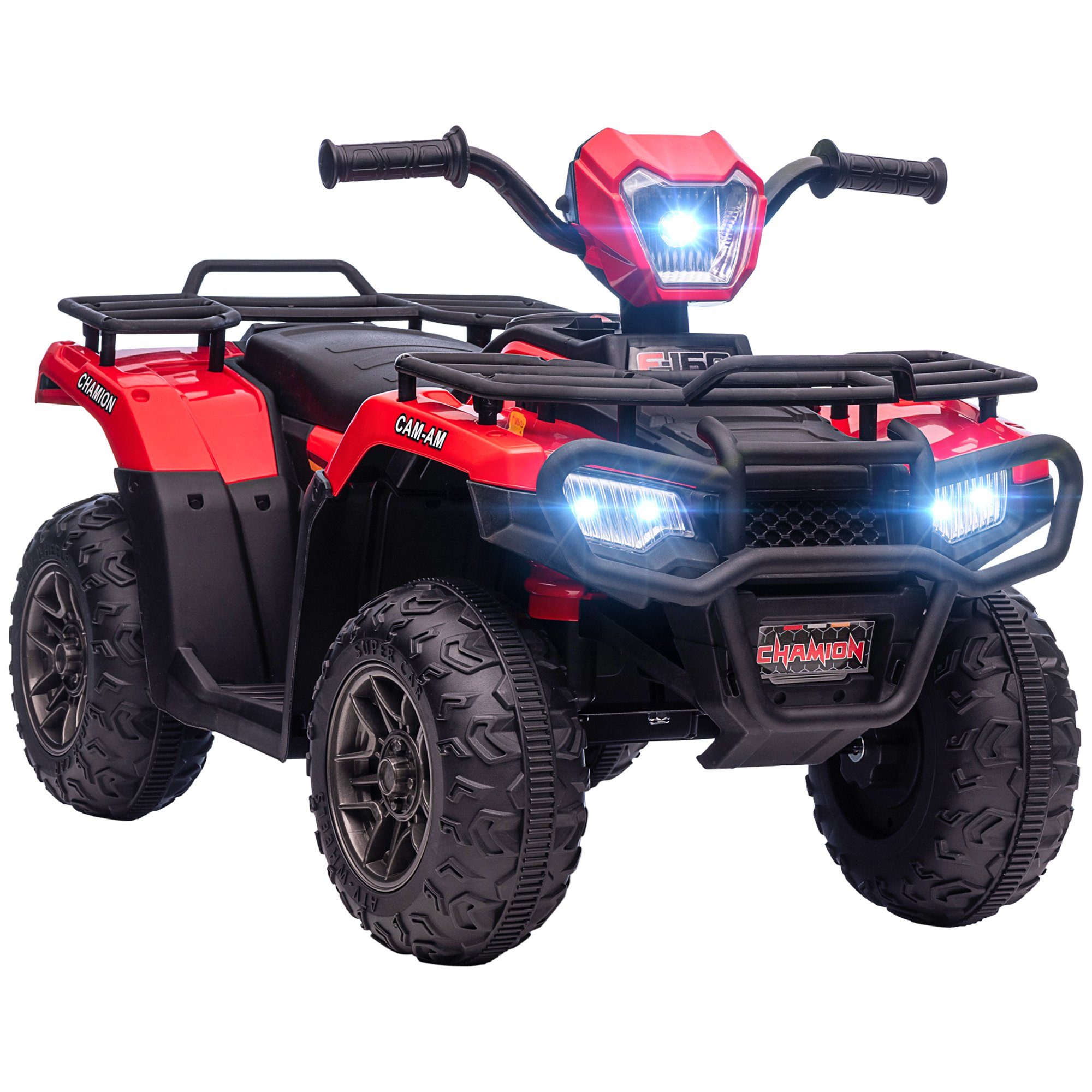 HOMCOM Elektro-Kinderquad max. 4 km/h, Kindermotorrad, mit LED und Musik, Belastbarkeit 25 kg, (1-tlg), für Kinder, Schwarz+Rot