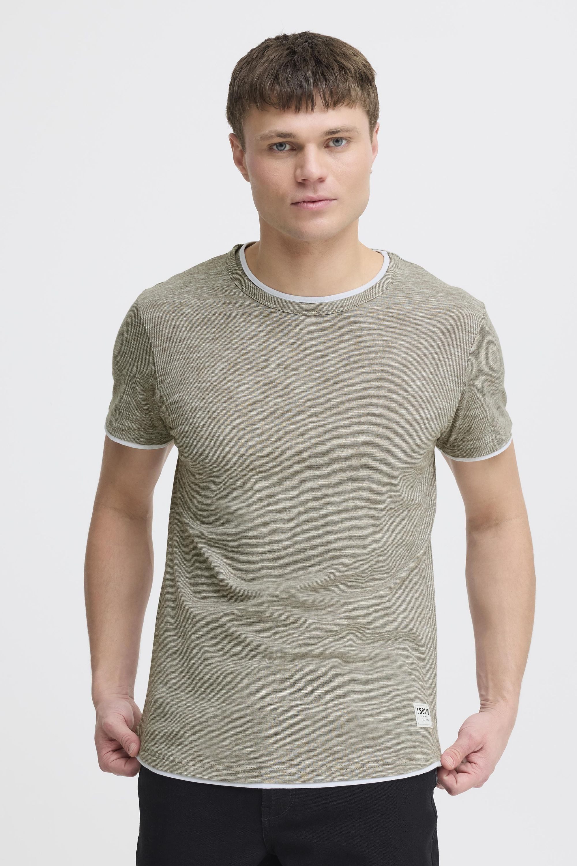 !Solid Rundhalsshirt SDRigos Kurzarmshirt mit farblich abgesetztem Kragen günstig online kaufen