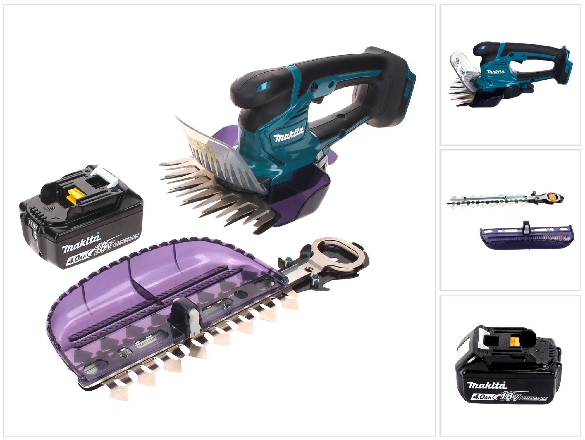 Makita Akku-Grasschere DUM 604 M1X Akku Grasschere 18 V mit Gras- und Strauchscherblatt + 1x