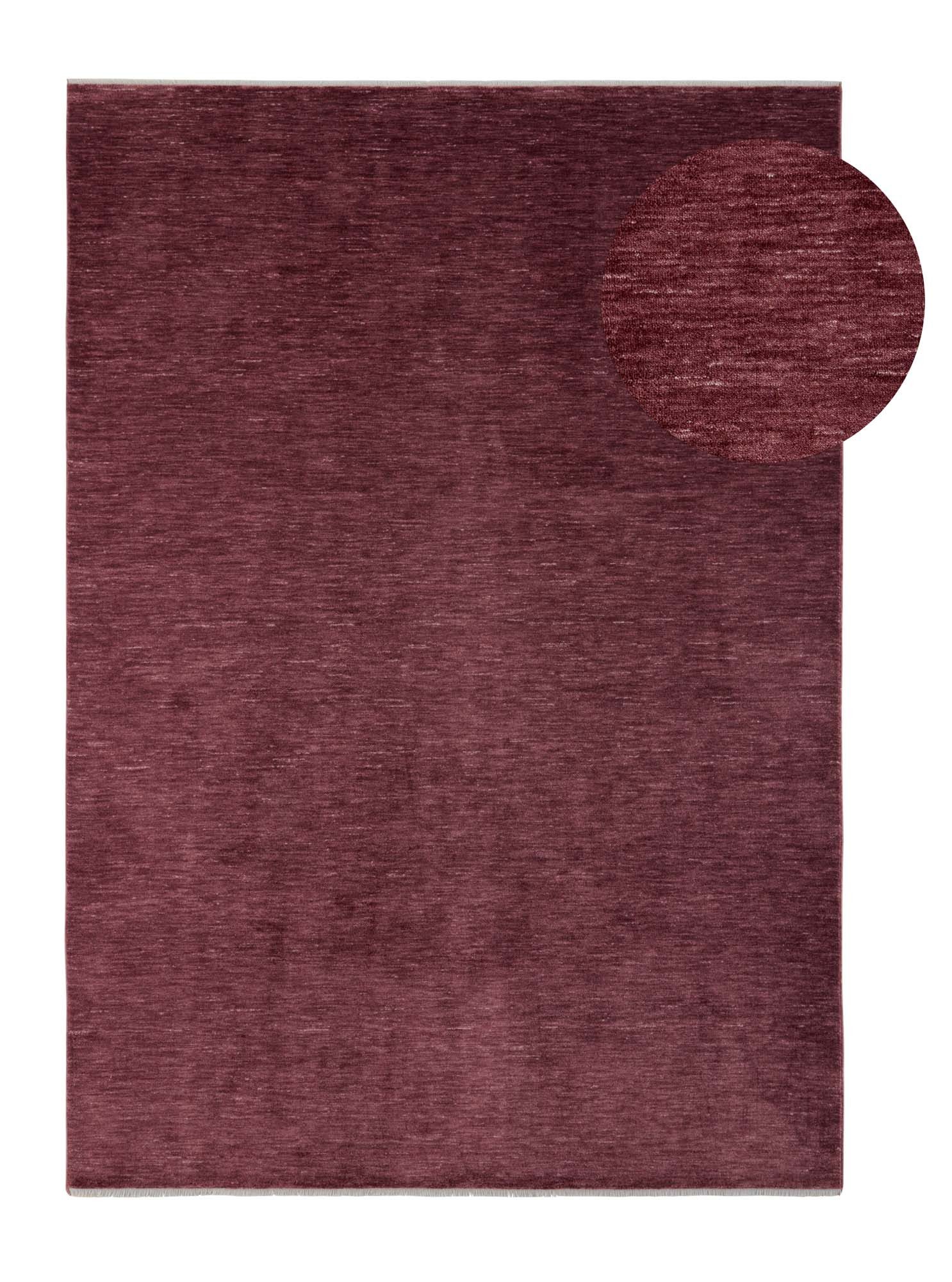 TaraCarpet Teppich Tara Carpet Luna einfarbig, Vintage, strapazierfähig und edel, rechteckig, Höhe: 8 mm, Wohnzimmer, Schlafzimmer, Esszimmer, Flur rot 080x150