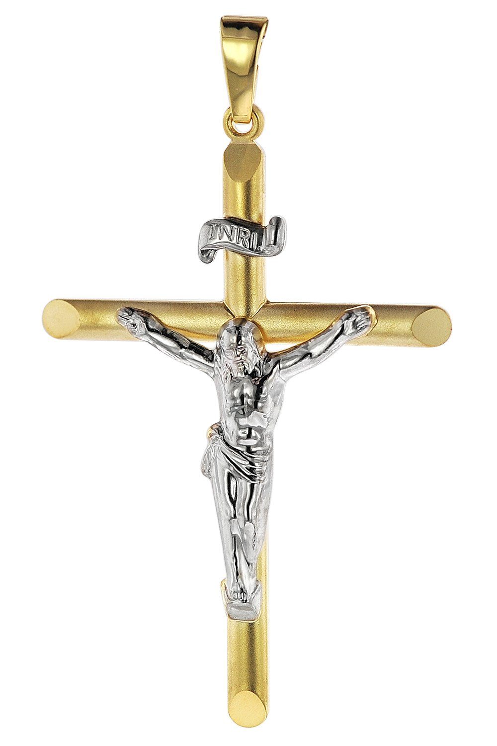 trendor Kreuzanhänger Kruzifix 333 Gold 8 Karat Bicolor 43 x 25 mm | Kettenanhänger