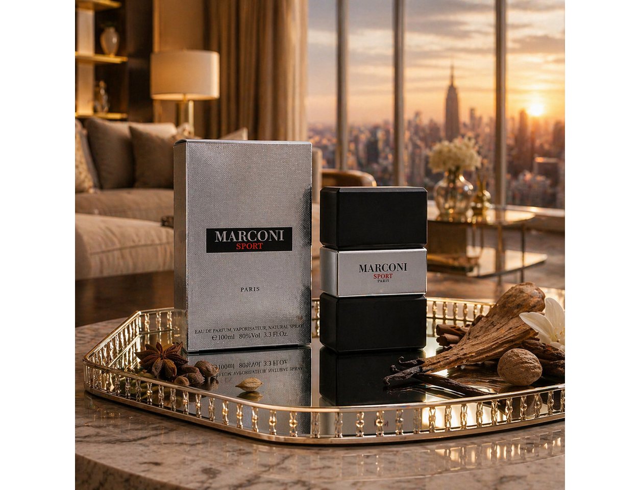 PRIME COLLECTION PARFUMS Eau de Parfum Marconi Sport Herrenduft Holzig Orientalisch aus Paris 90 ml, Hergestellt Paris Luxuriöser …