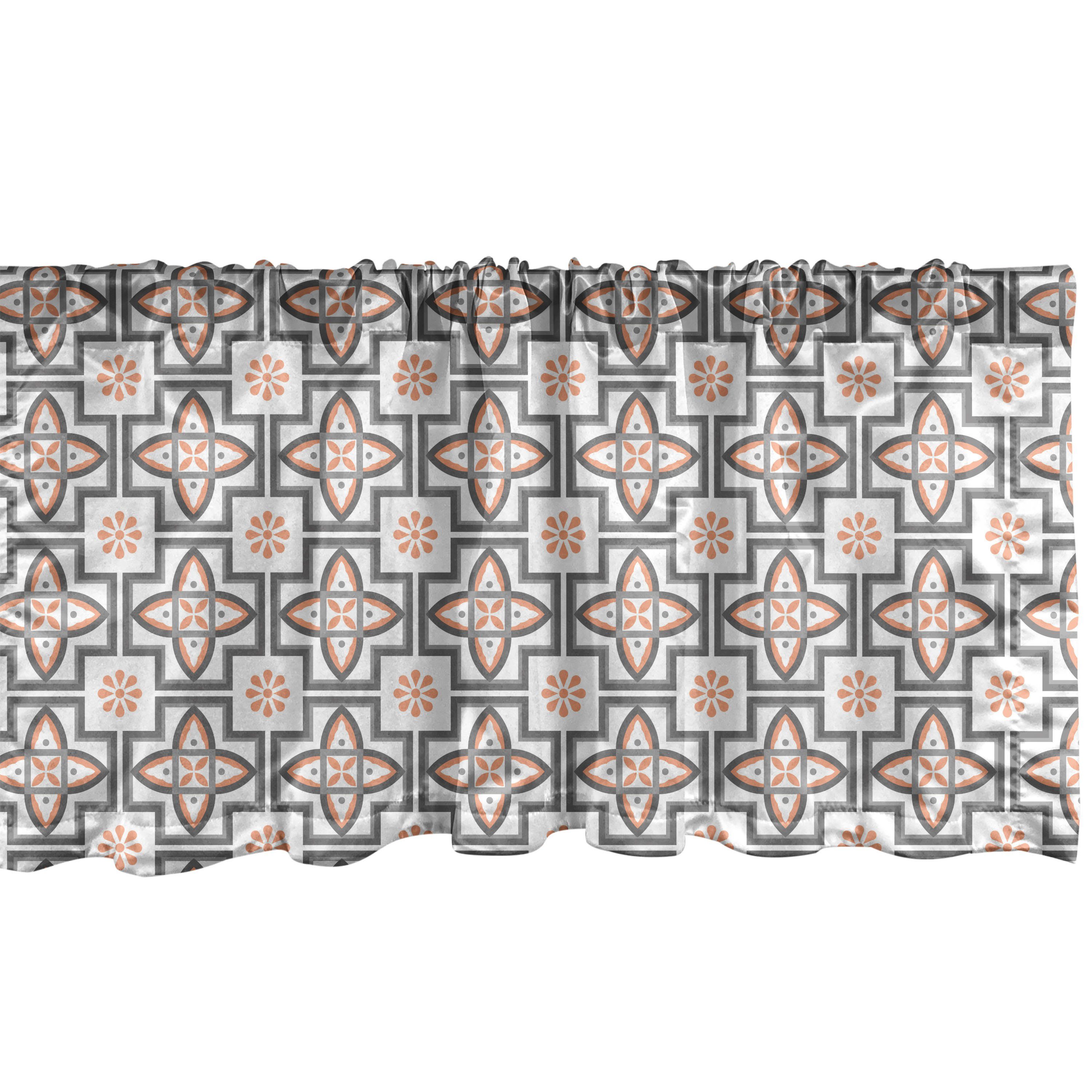 Scheibengardine Vorhang Volant für Küche Schlafzimmer Dekor mit Stangentasche, Abakuhaus, Microfaser, Abstrakte Geometrie Klassische Retro