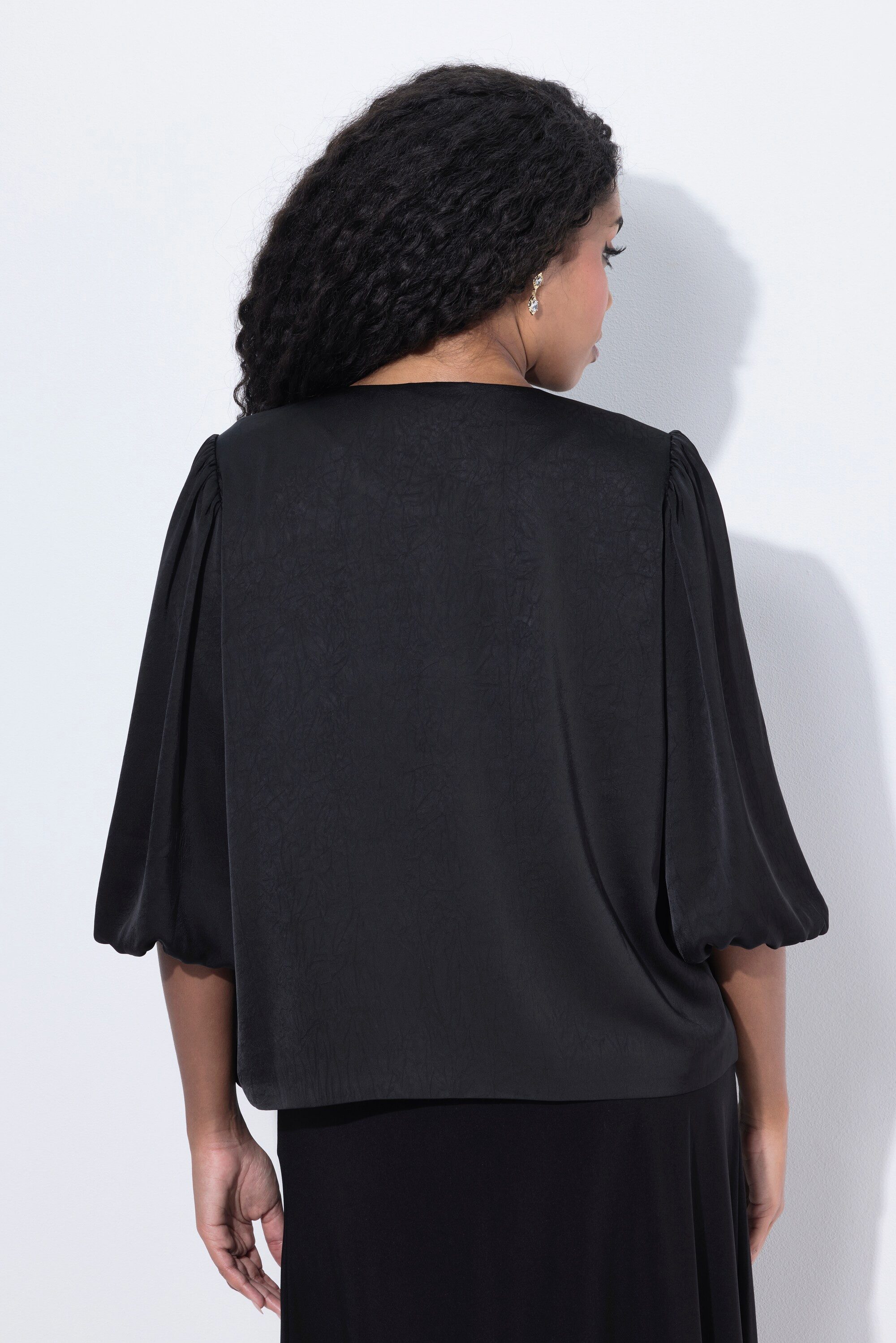 Ulla Popken Sommerjacke Jacke kurz Schleife Rundhals weiter 3/4-Arm