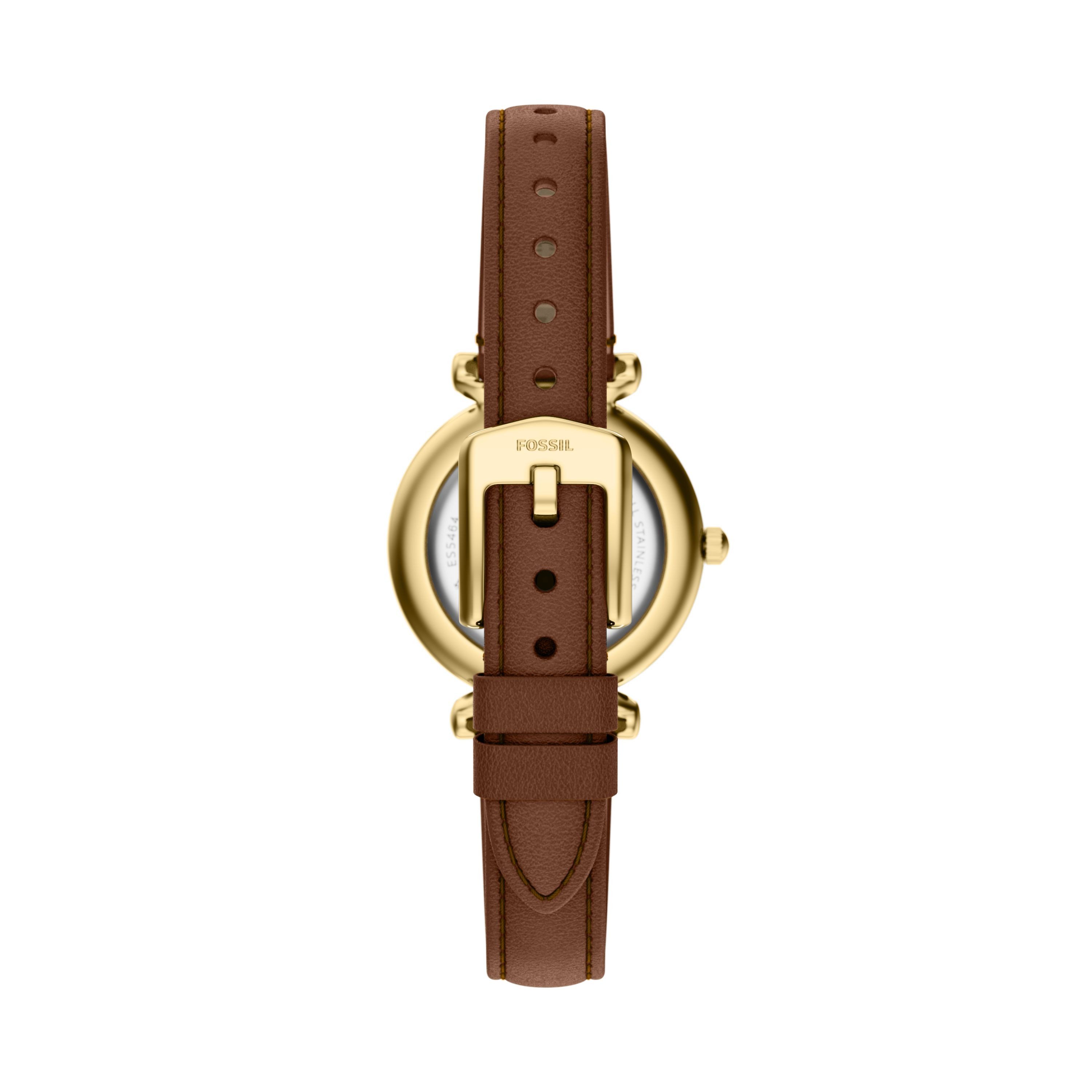 Fossil Quarzuhr Carlie ES5464, Armbanduhr, Damenuhr, Lederarmband, analog