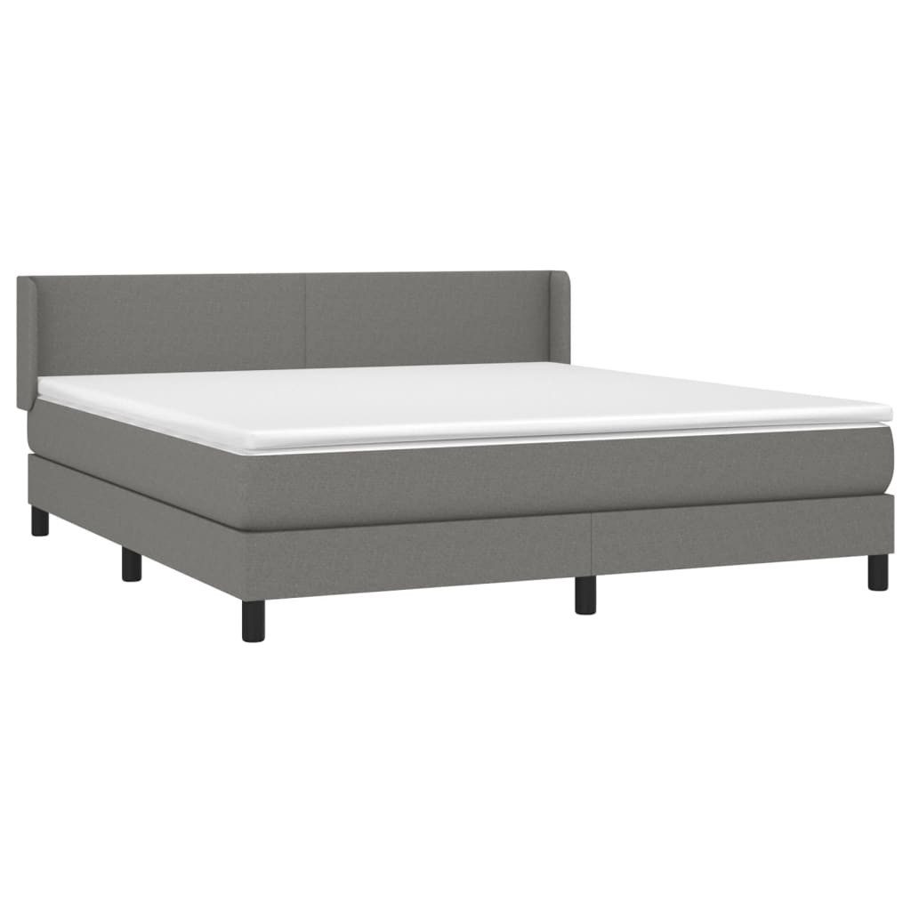 Bett Boxspringbett mit Matratze Dunkelgrau 180x200 cm Stoff