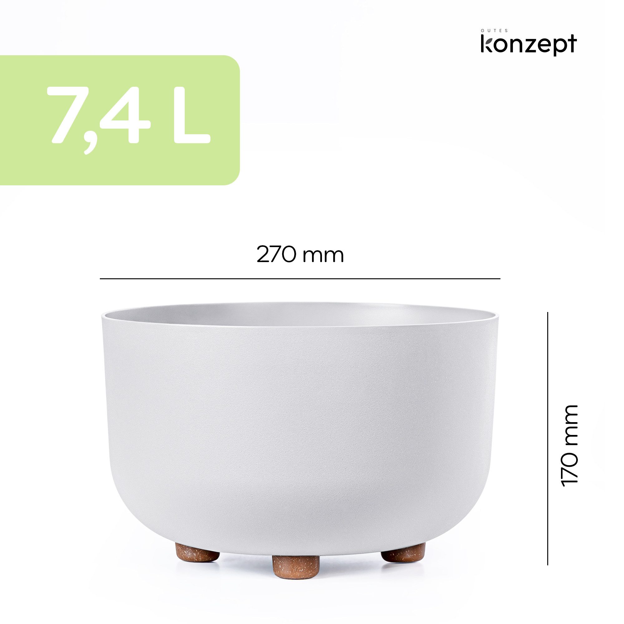 KONZEPT Blumentopf mit Füßen Ø 27 cm, für innen & außen, Mit abnehmbaren Füßen. Für Kräuter, Blumen und kompakte Grünpflanzen.
