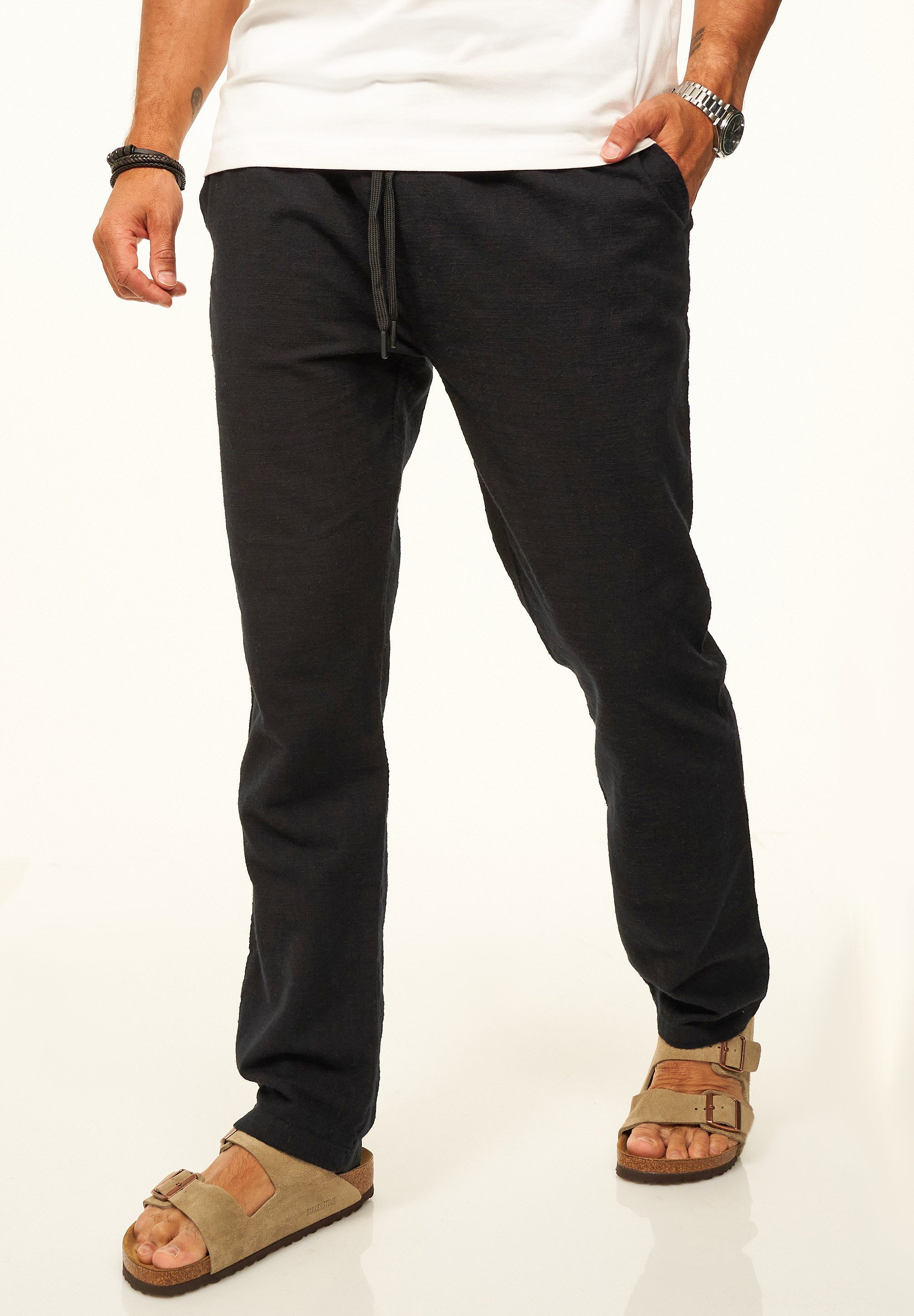 CARISMA Stoffhose in Leinen-Optik im Chinohose Stil mit Gummibund & Kordel - Sommerhose Herren luftige Freizeithose - Ideal für den Sommer & warme Tage