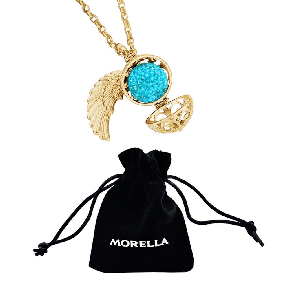Morella Kette mit Anhänger Engel Halskette gold 70 cm mit Anhänger (2-tlg., Kette inkl. Klangkugel und Samtbeutel), Samtbeutel