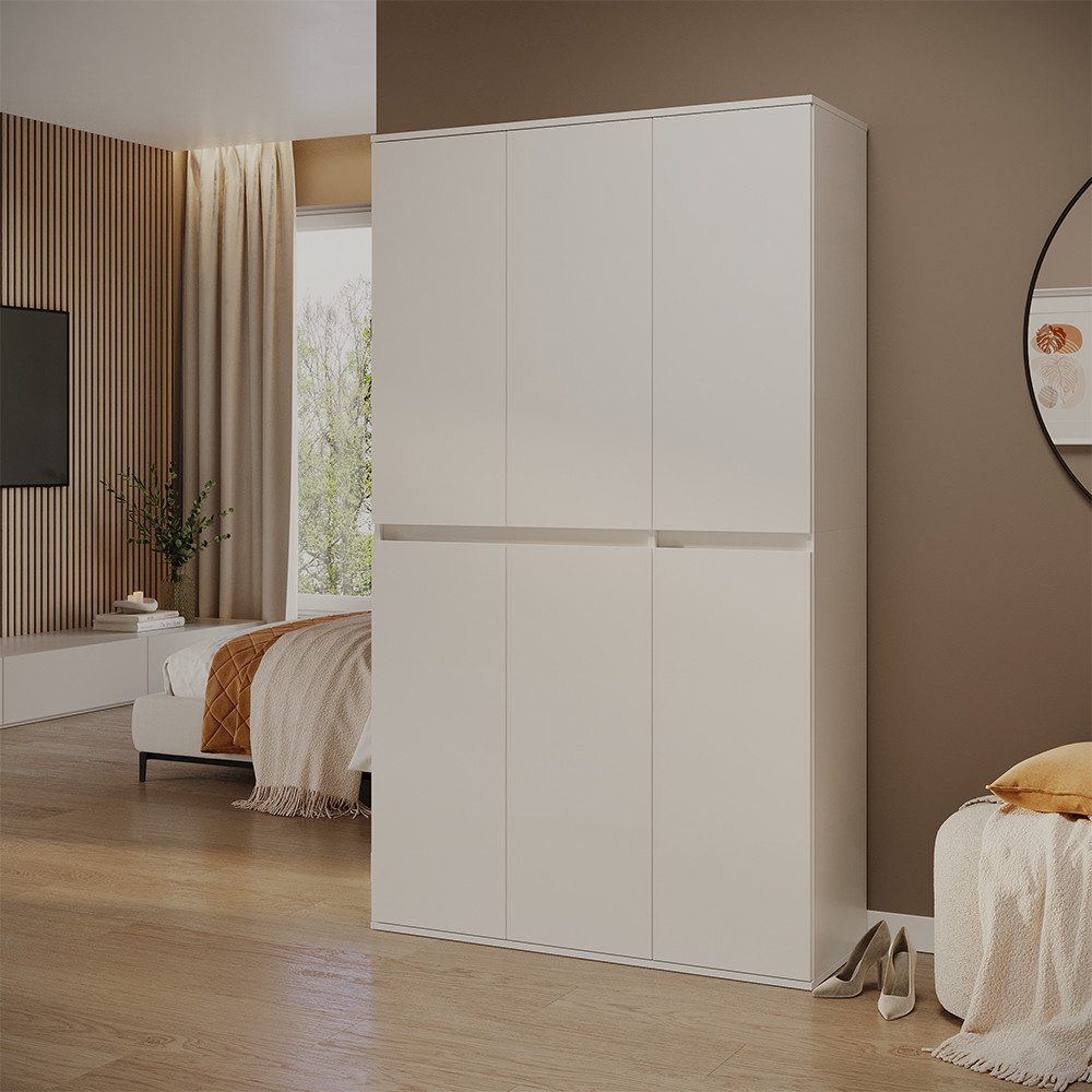 Vicco Kleiderschrank Claus, Weiß, 111 x 191.5 cm mit 6 Türen (1-St)
