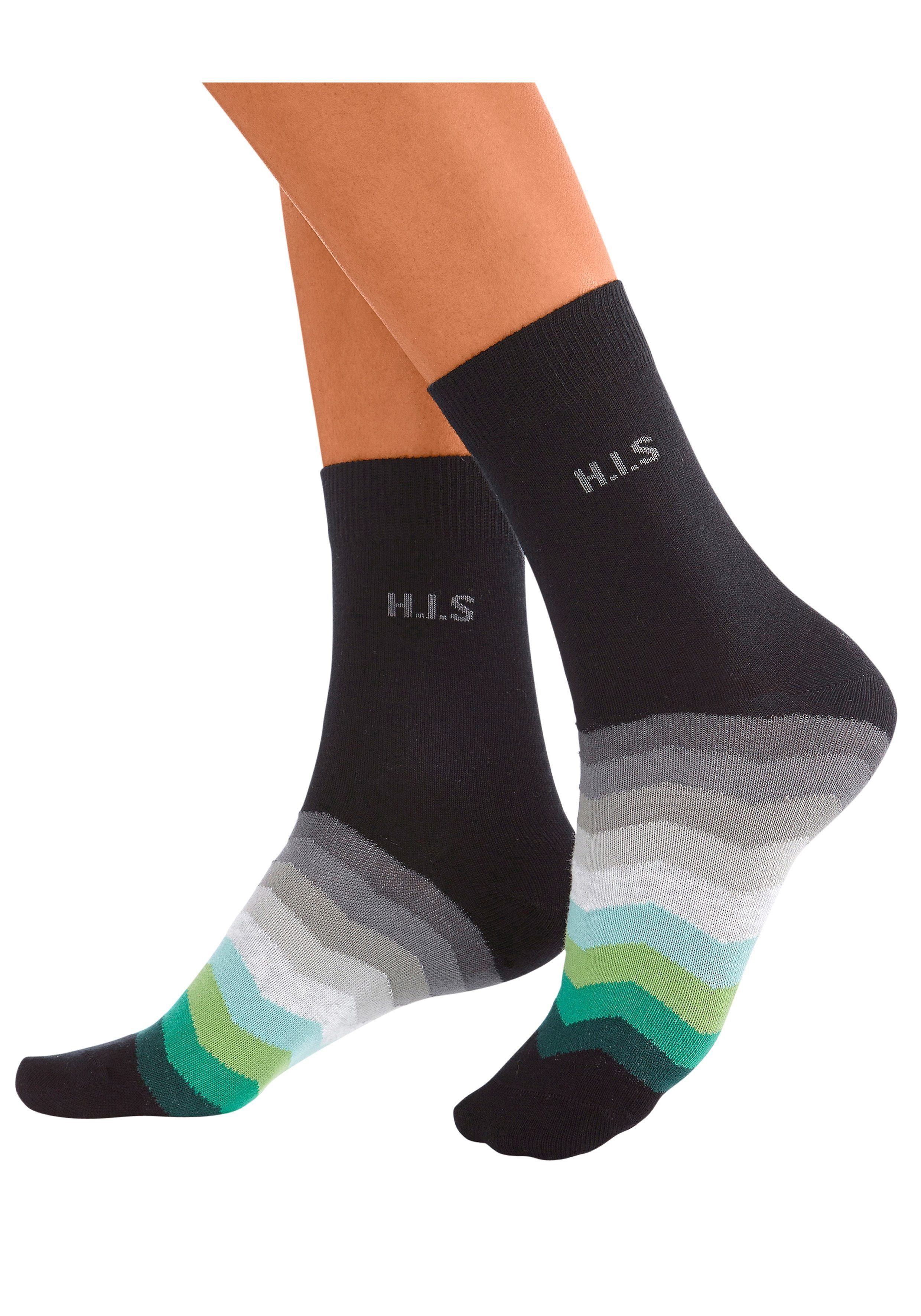H.I.S Basicsocken Bunte Damen Baumwolll Socken, Atmungsaktiv & Bequem (Packung, 7-Paar, Gr. 31-34 bis Gr. 39-42) mit schwarzem Schaft – Bild 5 von 5