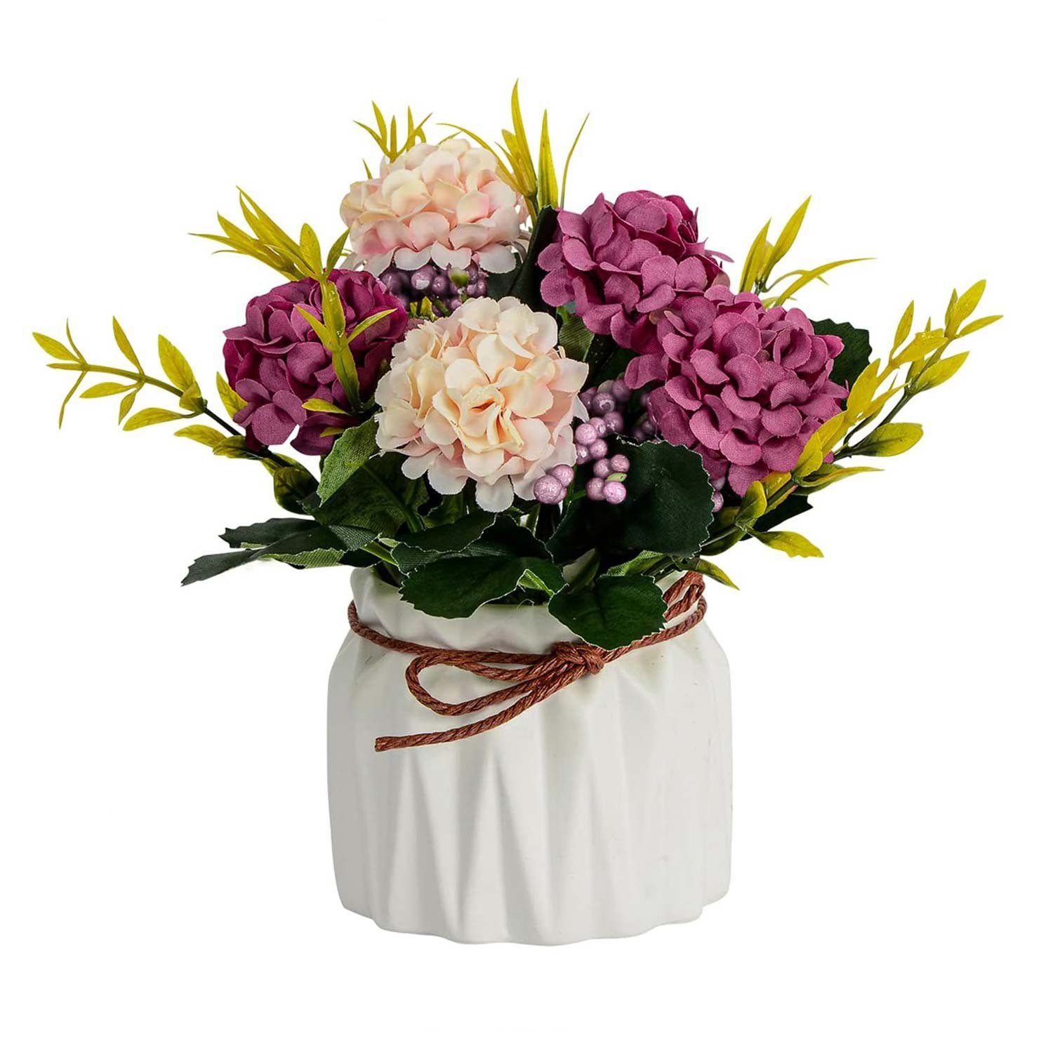 Kunstblumenstrauß künstblumen Dekoration Topfpflanzen, Hortensienblume, MAGICSHE weiß