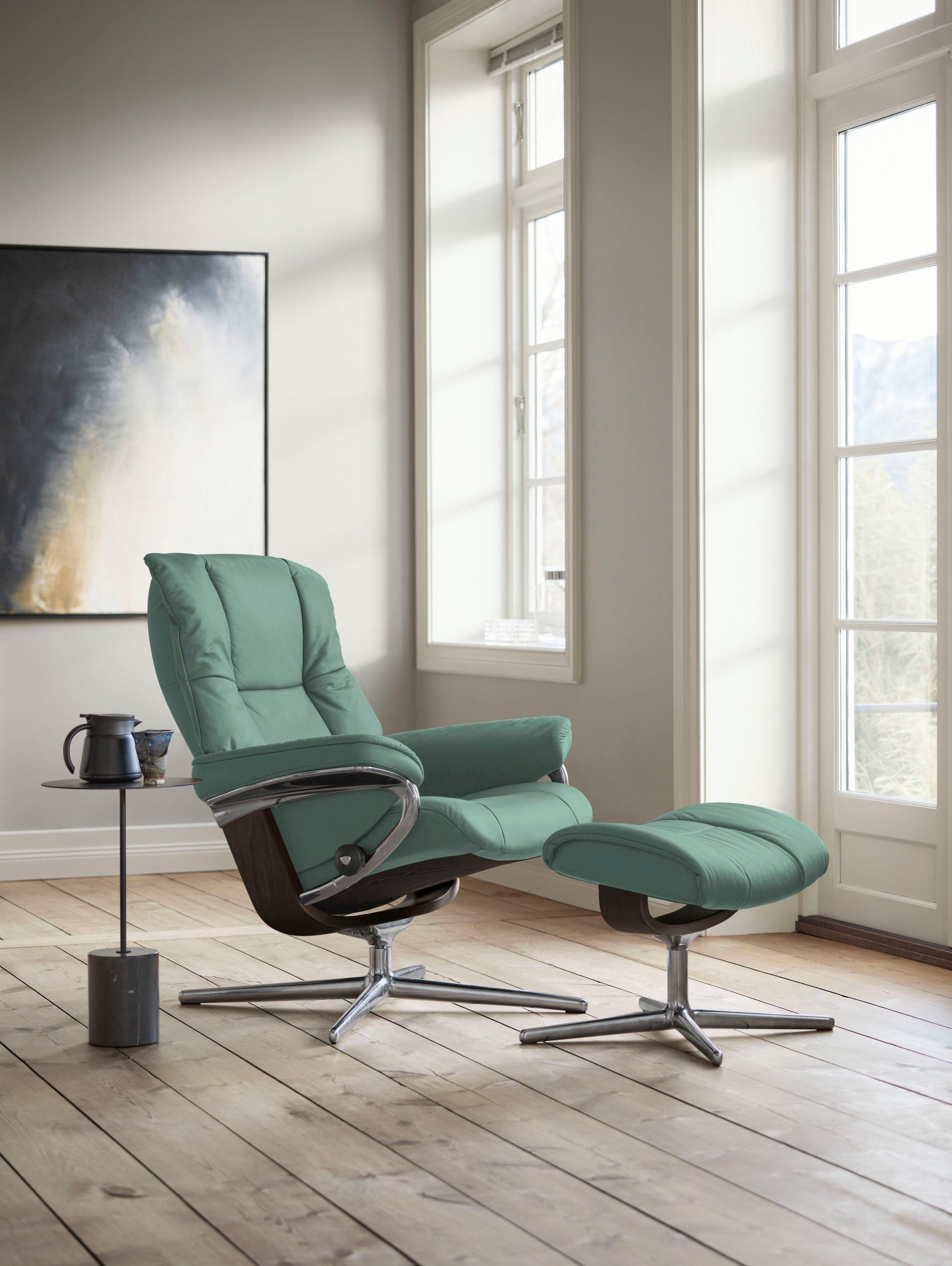 Stressless® Relaxsessel Mayfair (Set, Relaxsessel mit Hocker), mit Hocker, mit Cross Base, Größe S, M & L, Holzakzent Wenge