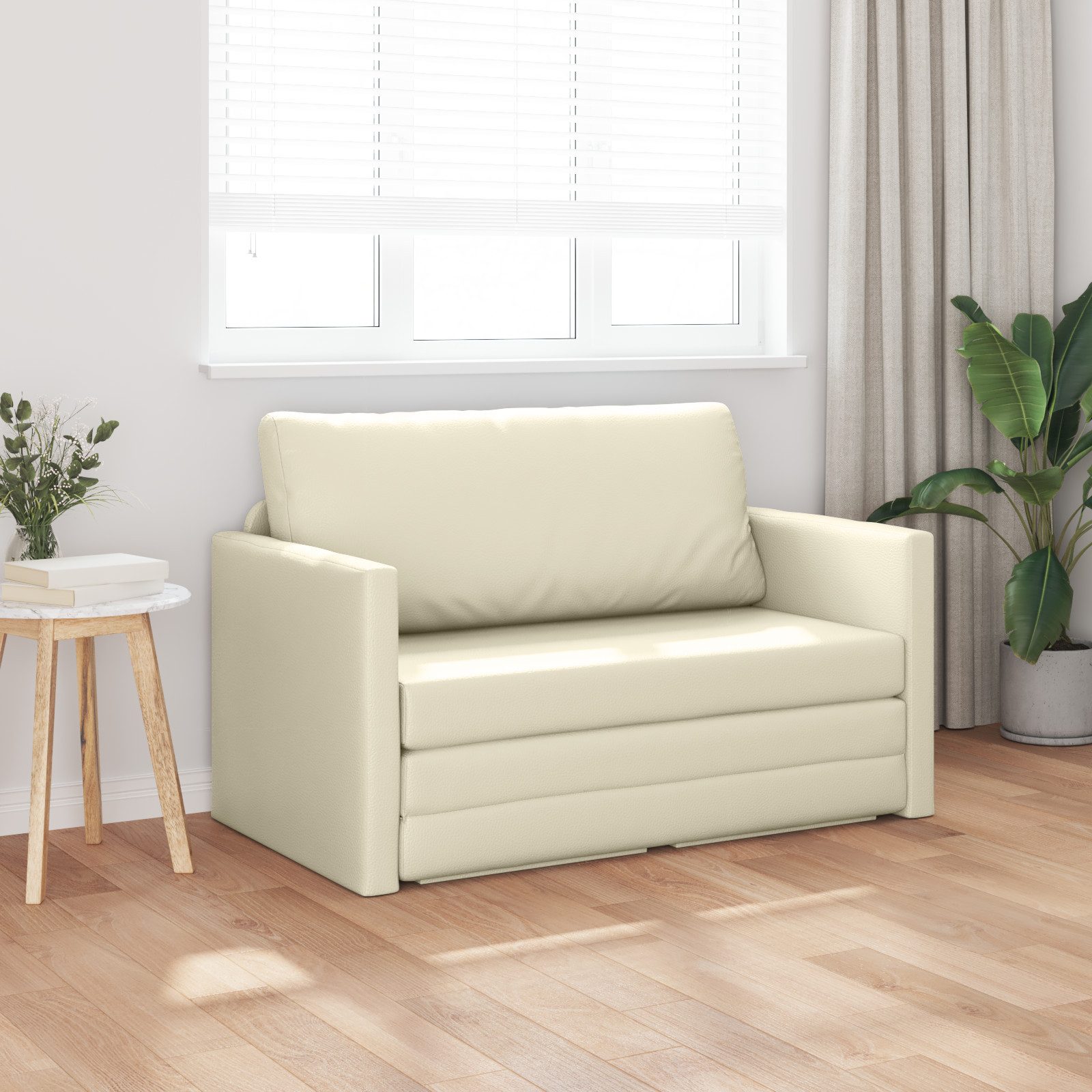 vidaXL Sofa Boden-Sofa-Bett 2-in-1 Creme 124x71x78 günstig online kaufen