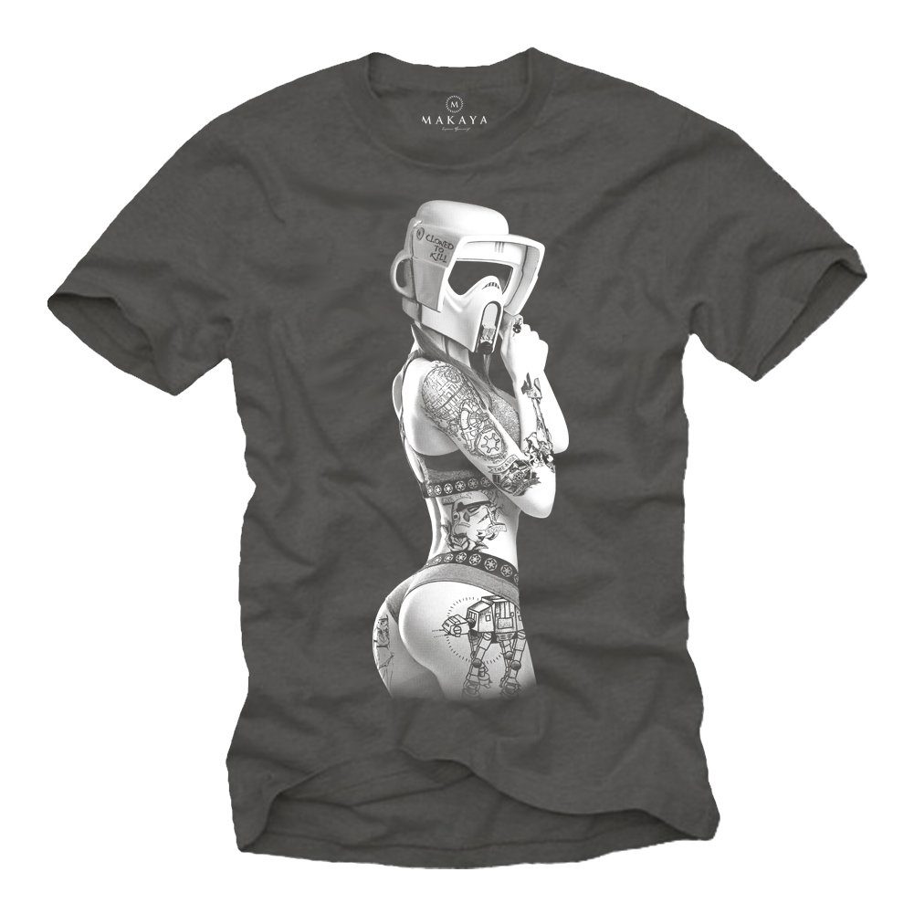 MAKAYA Print-Shirt Herren Ink Wars Tattoo Trooper Coole Geschenke Männer Bekleidung mit Druck