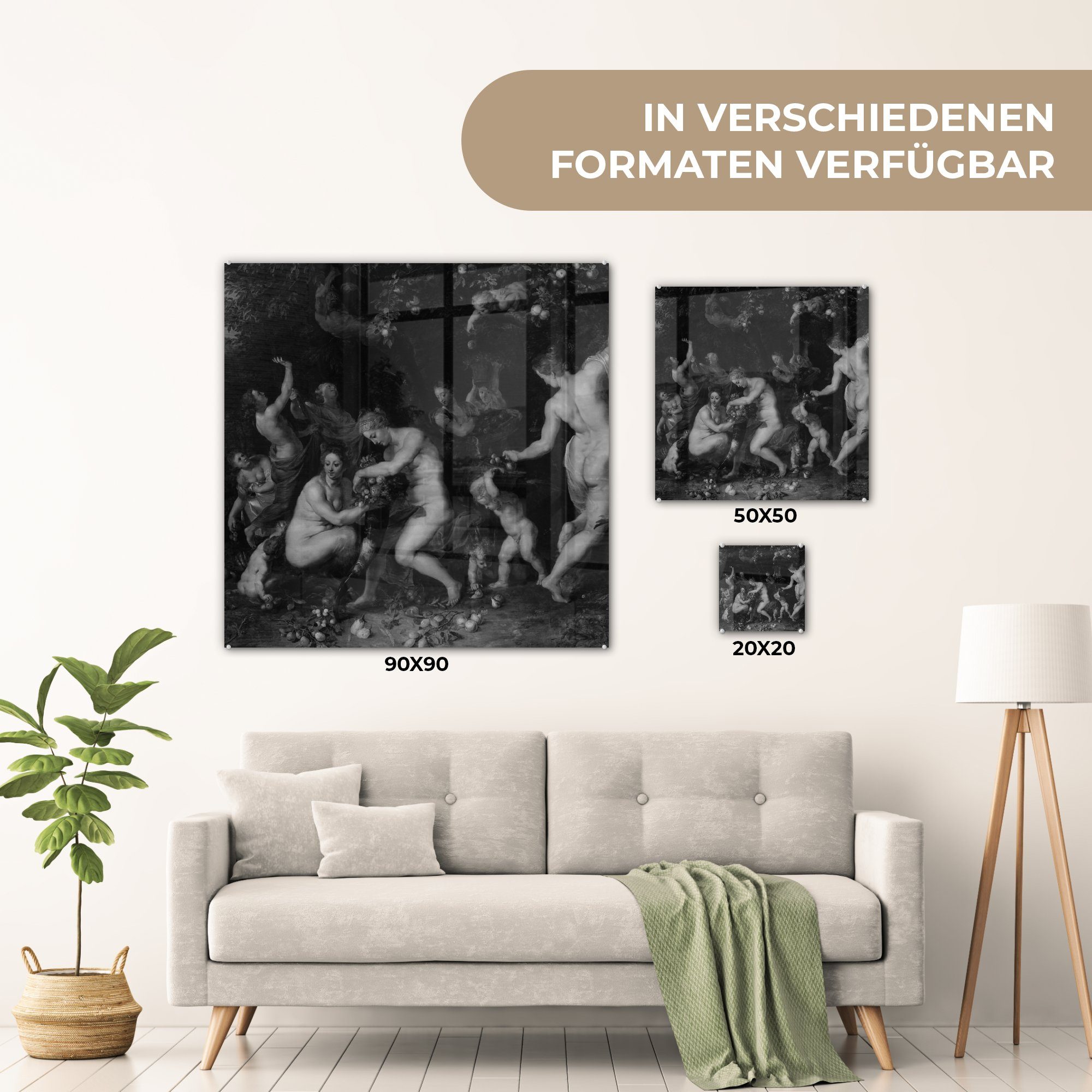 MuchoWow von, (1 Foto - Bilder in Glasbilder Füllhorn St), das Gemälde füllen, Wanddekoration die auf Glas Glas Nymphen, - Wandbild auf Schwarz Acrylglasbild - Weiß und -