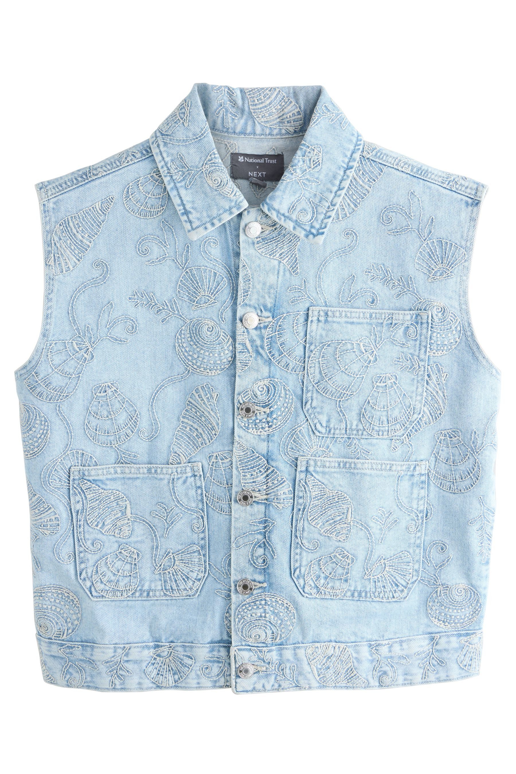 Next Jeansjacke National Trust x Next Denim-Gilet mit Stickerei (1-St)