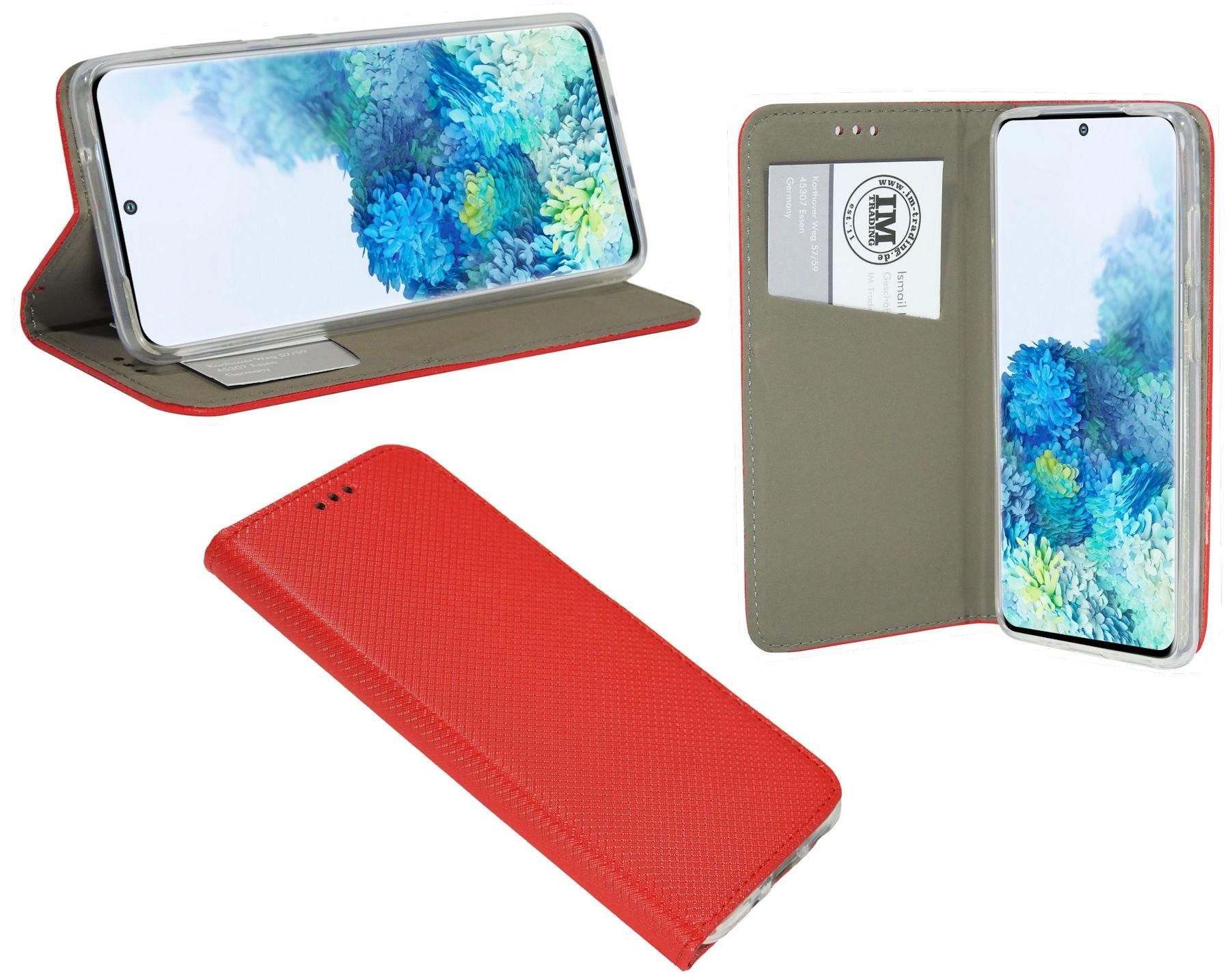 cofi1453 Handytasche Buch kompatibel Rot Tasche FE mit Kartenfach Handy Standfunktion, "Smart" GALAXY Brieftasche Hülle SAMSUNG S20 (G780F) mit Schutzhülle Etui